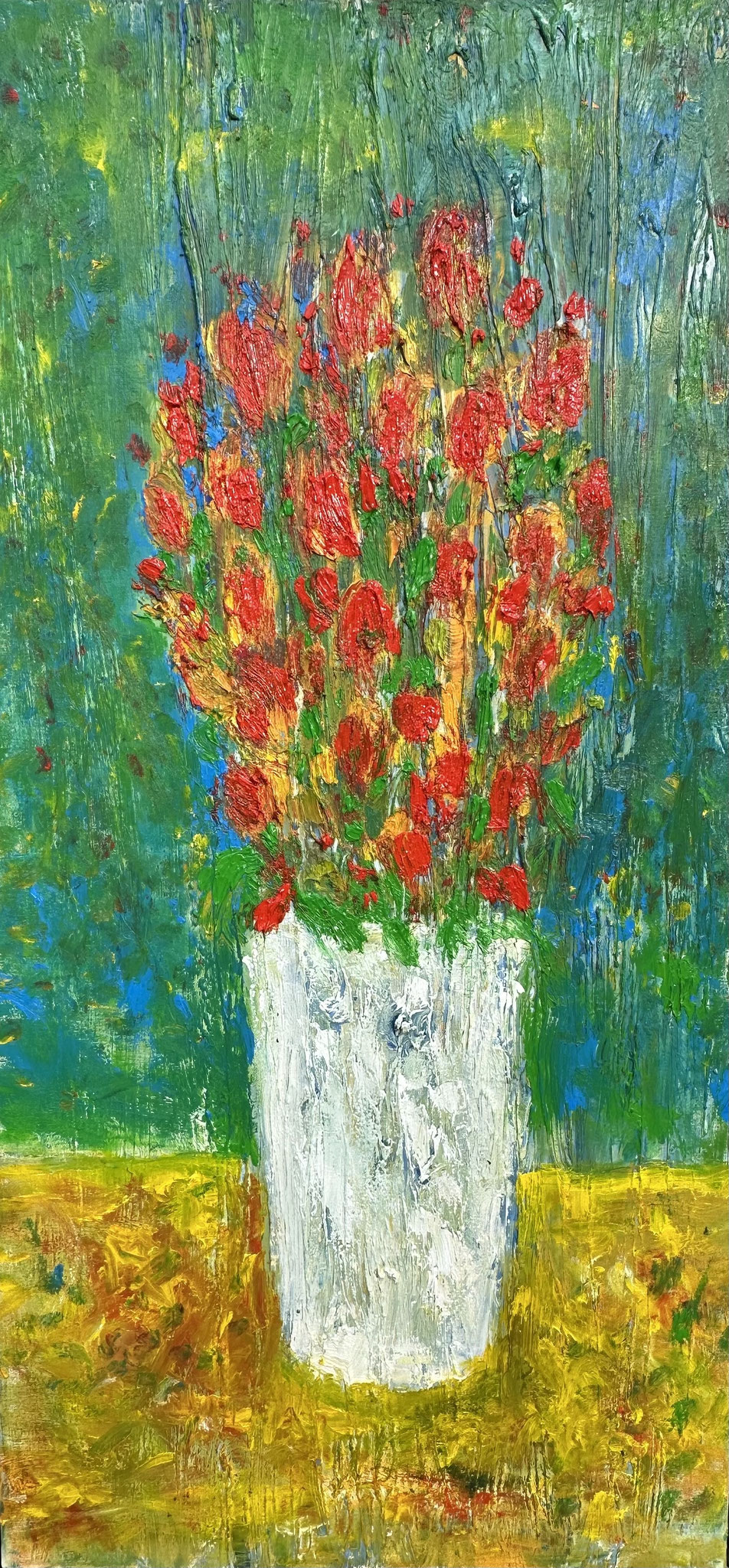 "Fire Against Green"  50 x 100 (343) 350 € / 2022