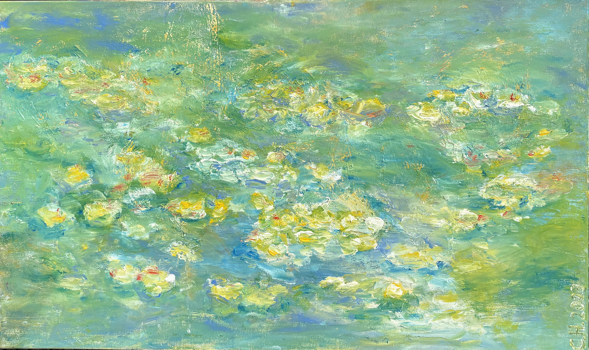 "Seerosen" 50 x 100  (350)  (sold)  / 2023