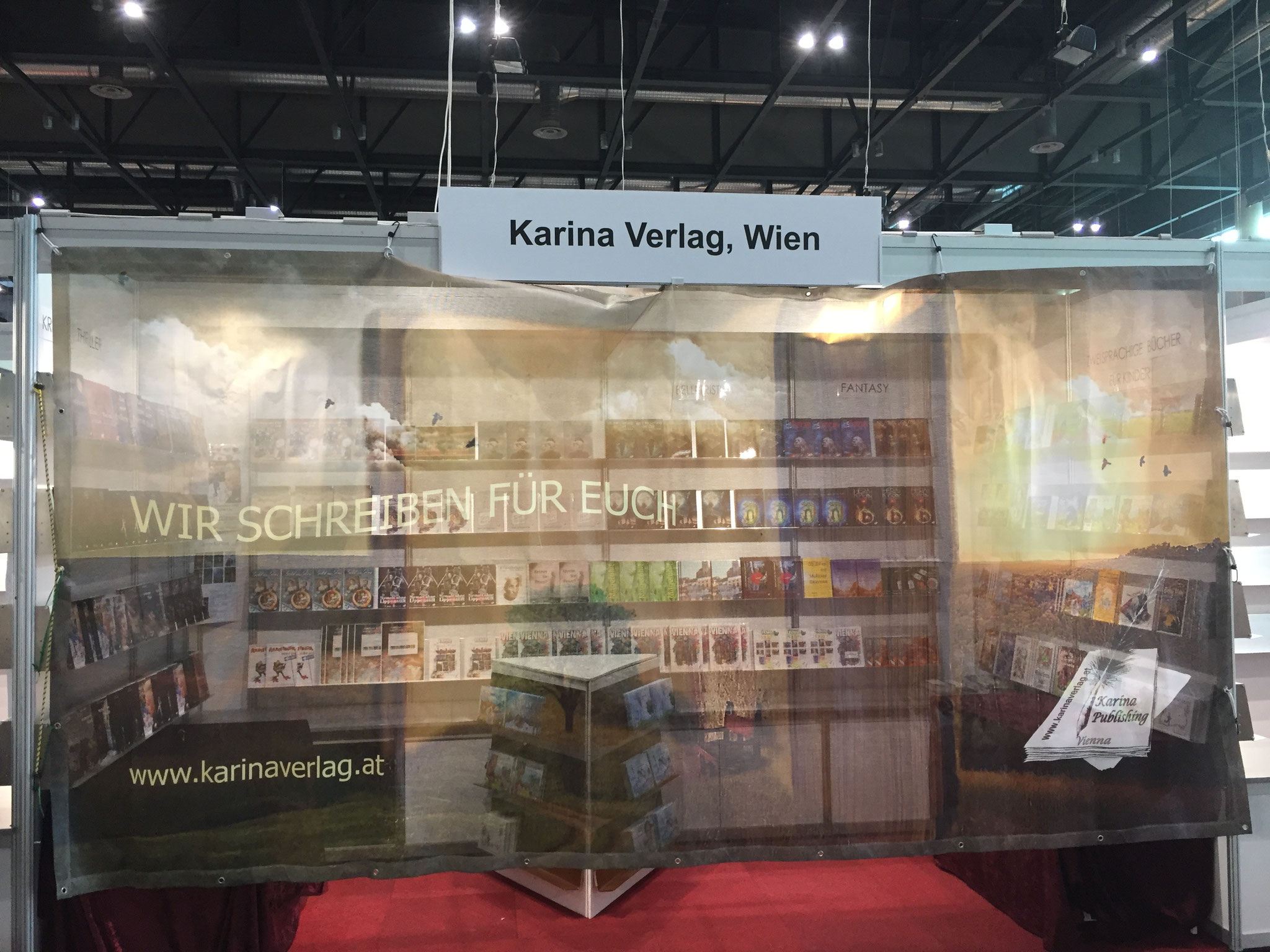 Der Stand des Karina-Verlags auf der BuchWien2018 - Noch ist das wahre Aussehen ein Geheimnis ...