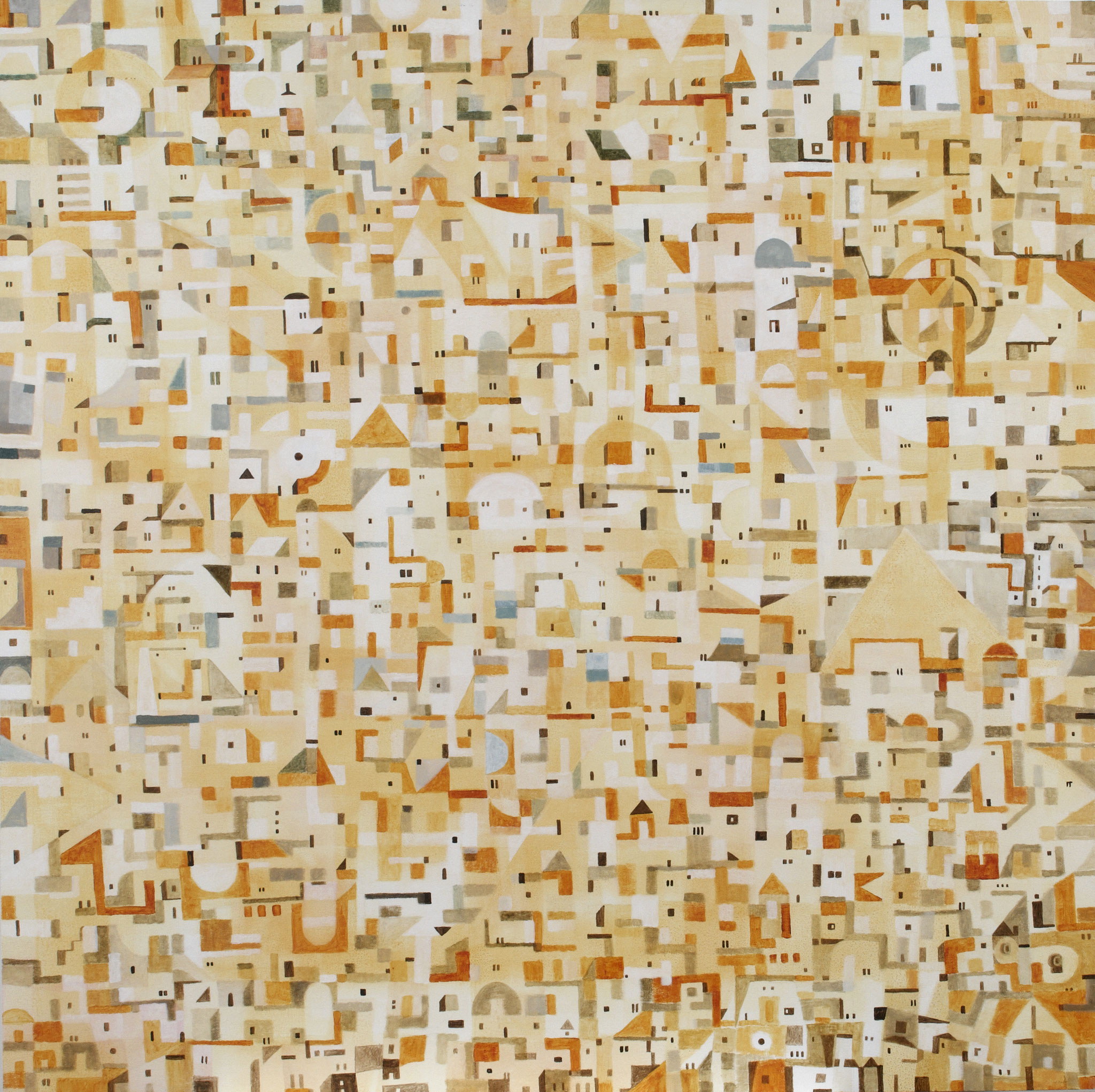 Ciudad 2, Acrilico sobre tabla, 100x100 cm.