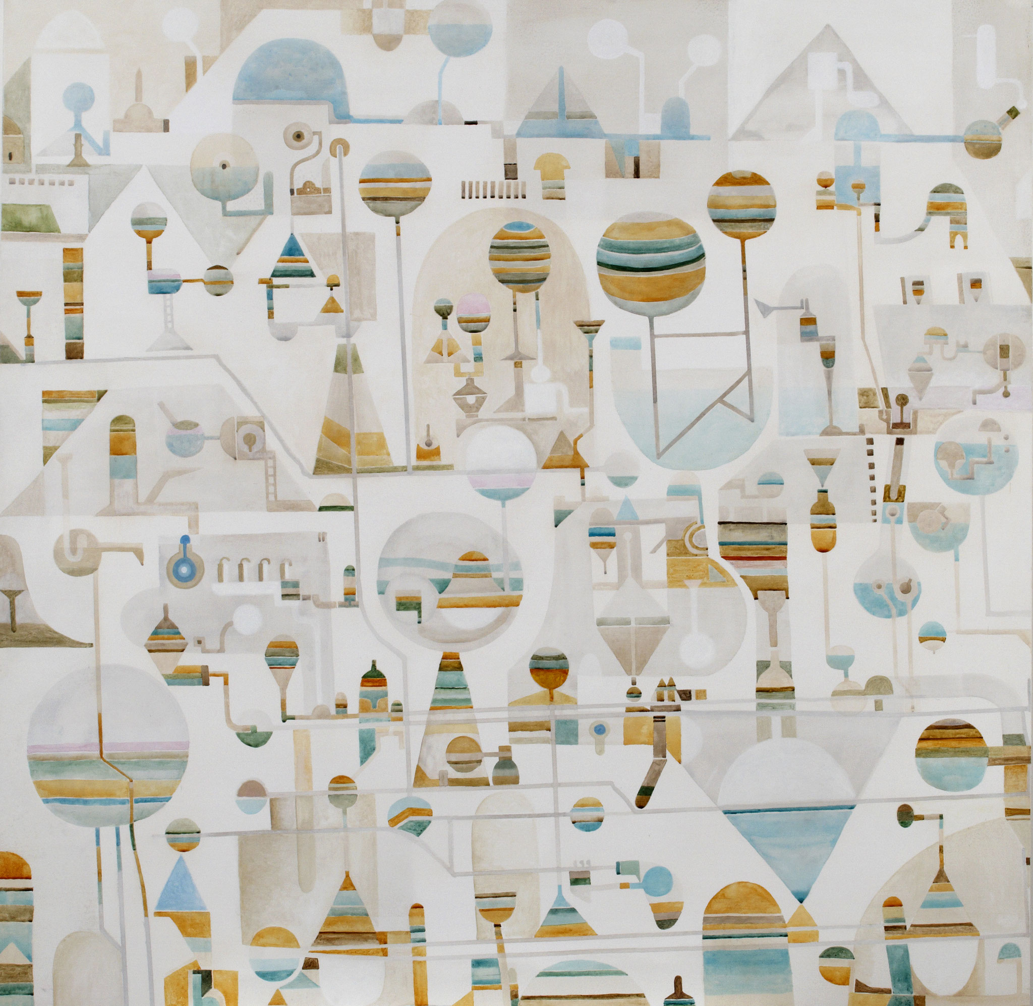 Laboratorio 2, Acrilico sobre tabla, 100x100 cm.