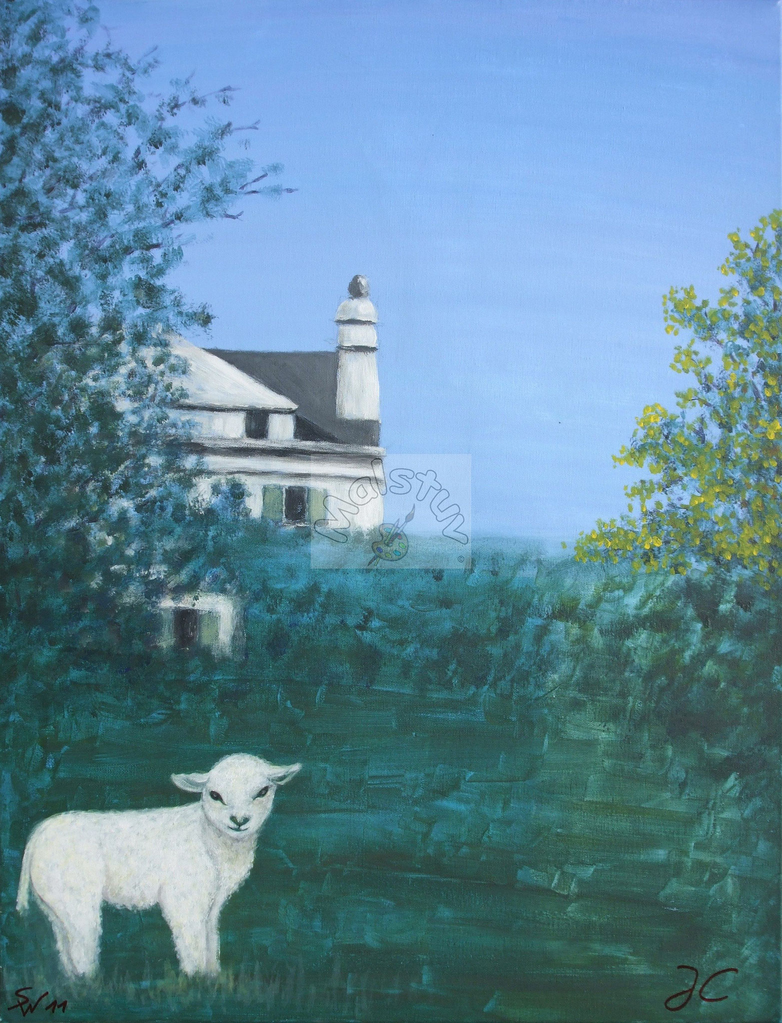 Lamm vor Haus