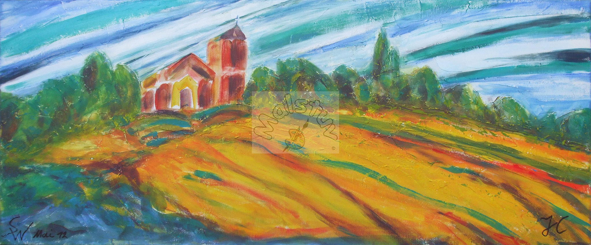 Landschaft 02 - Rapsfeld an Kirche