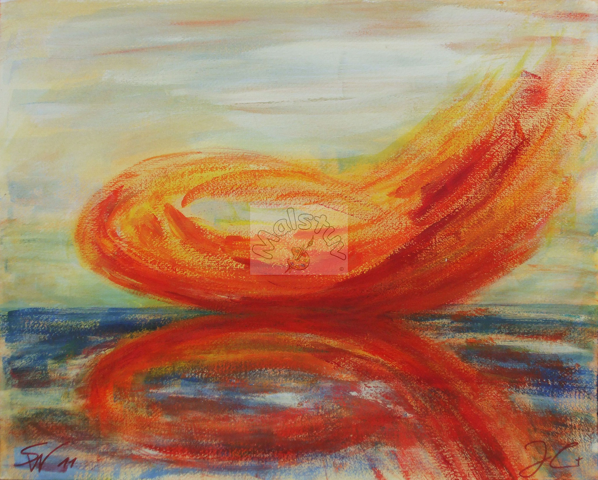 Spiegelung auf Wasser 01 - Feuer auf Wasser