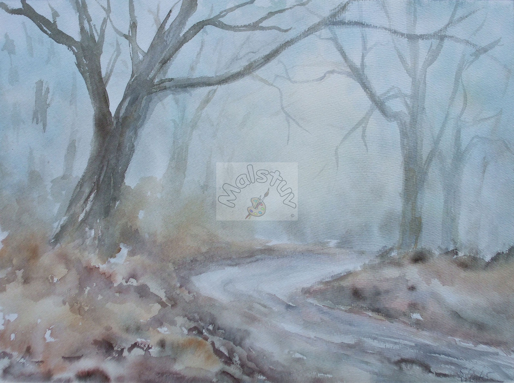 Waldweg im Nebel