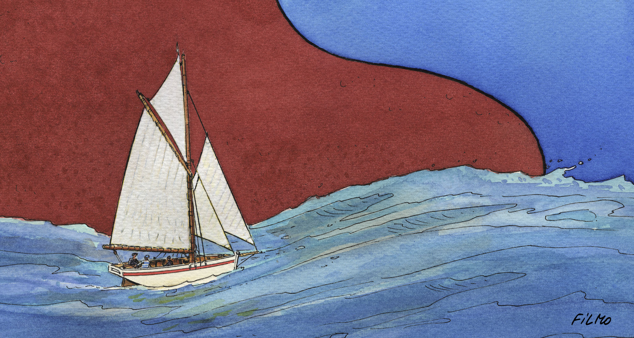 dessin, filmo,humour, bateau, voilier, marin, navigation, mer, bretagne, marine