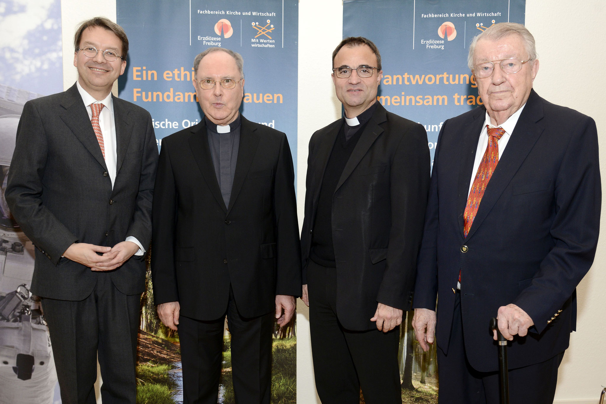 Dr. Andreas Gröpl (Fachbereich Kirche und Wirtschaft Nordbaden), Dr. Axel Mehlmann (Generalvikar Freiburg), Karl Jung  (Stadtdekan des Dekanates Mannheim), Karl Miltner (Regierungspräsident a. D.), Bild Copyright Helmut G. Roos