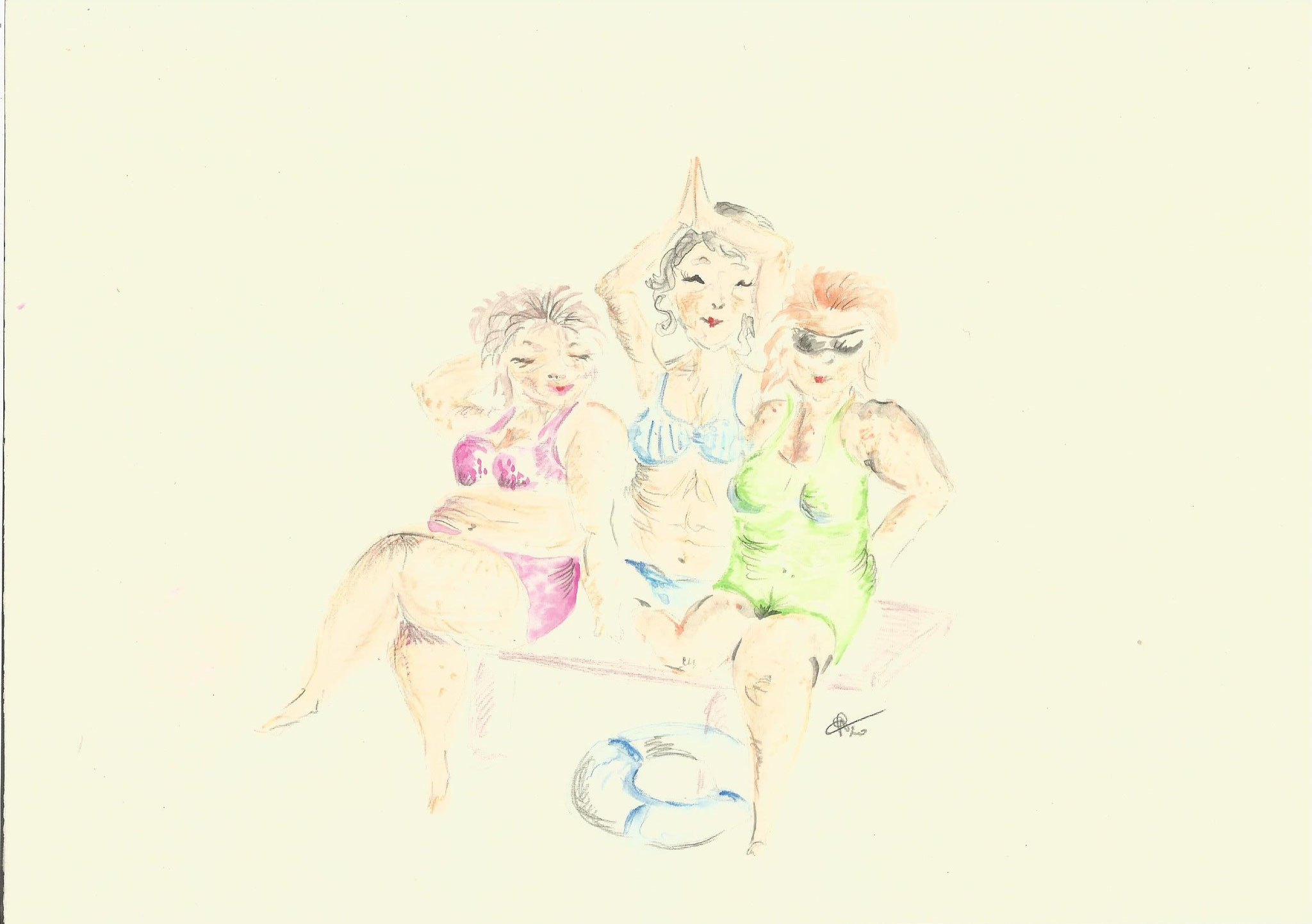 Les sexygénaires (Aquarelle exclusive crée pour la couverture du livre, reprennant la pièce)