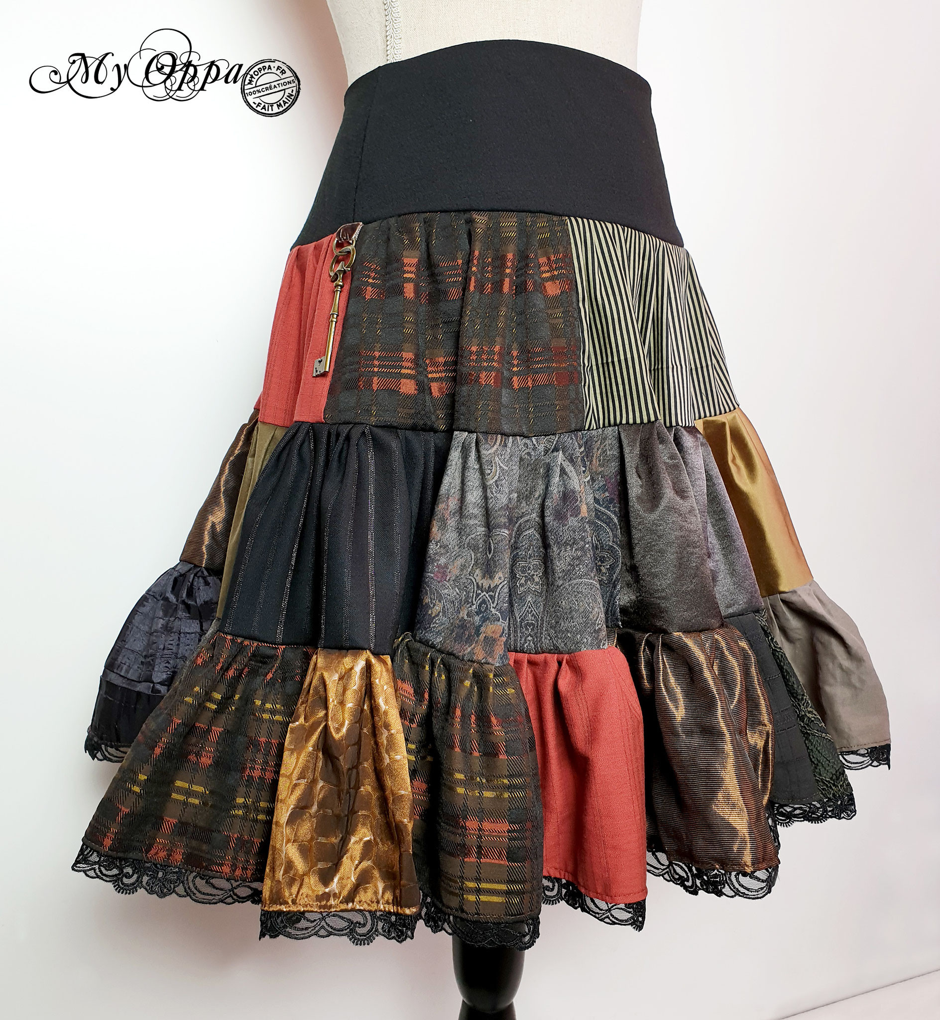 creation steampunk longue jupe creation My Oppa skirt clothes patchwork
