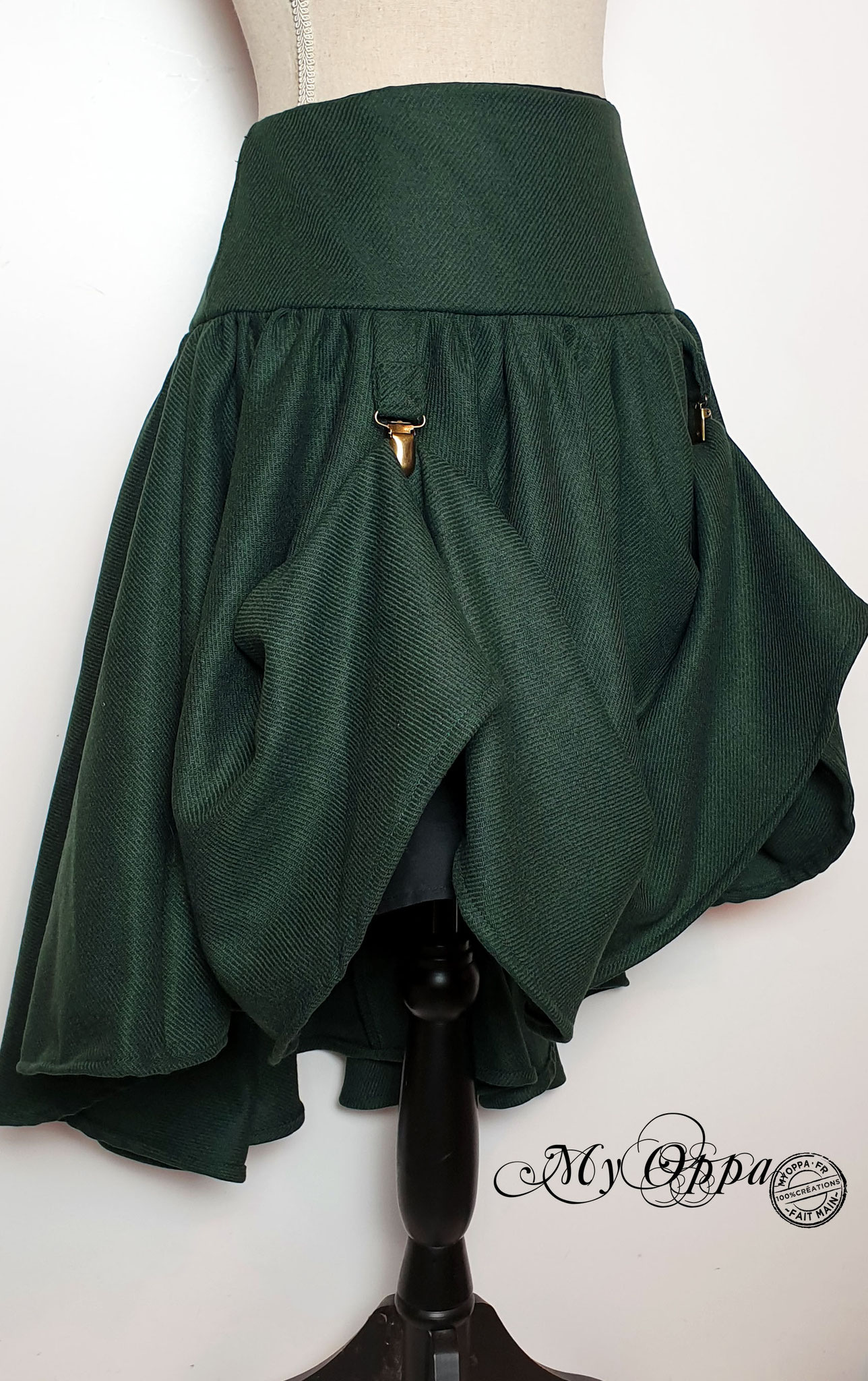 jupe steampunk laine verte creation my oppa