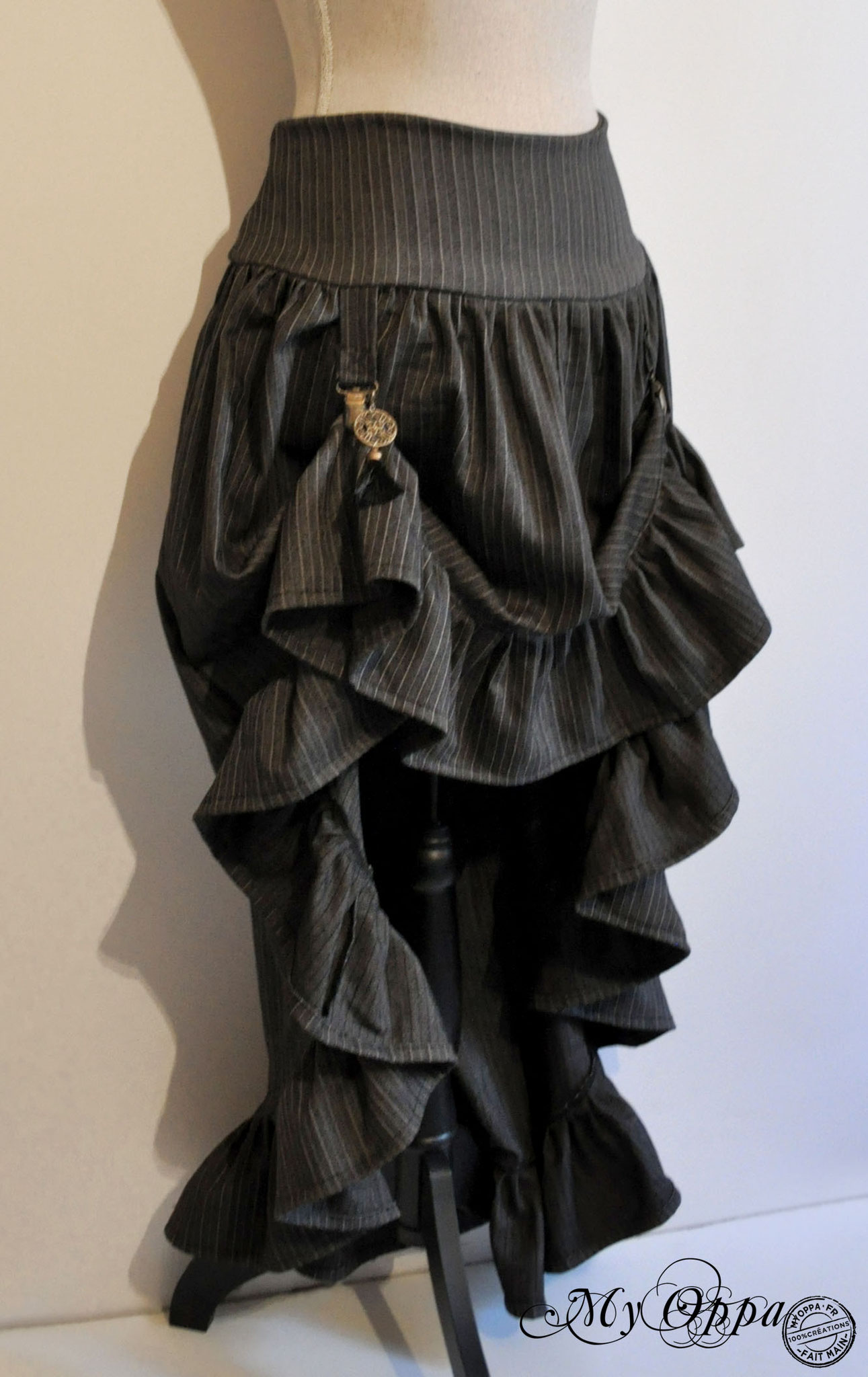 creation jupe steampunk skirt my oppa striped
