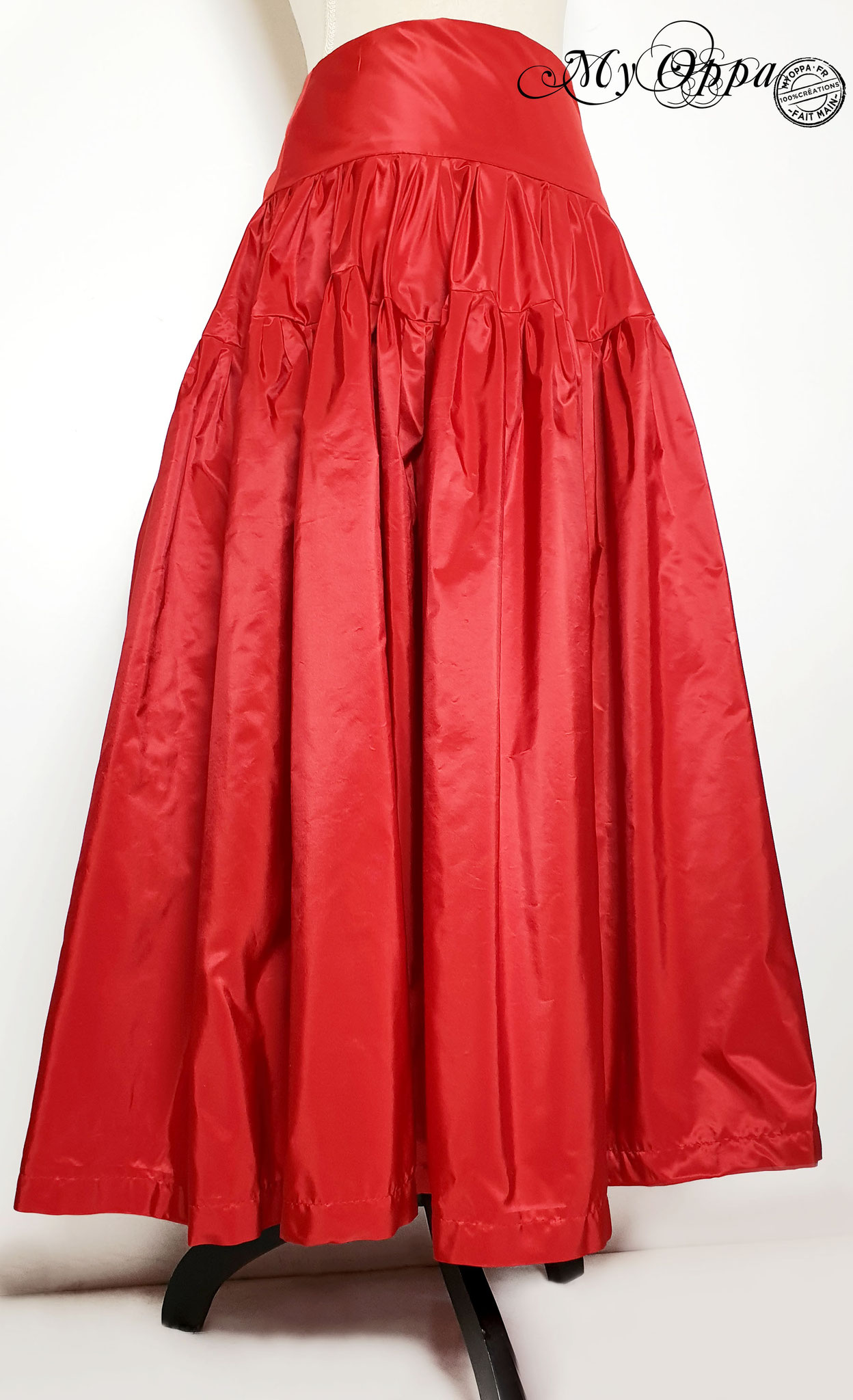 Jupe longue rouge taffetas My Oppa Skirt