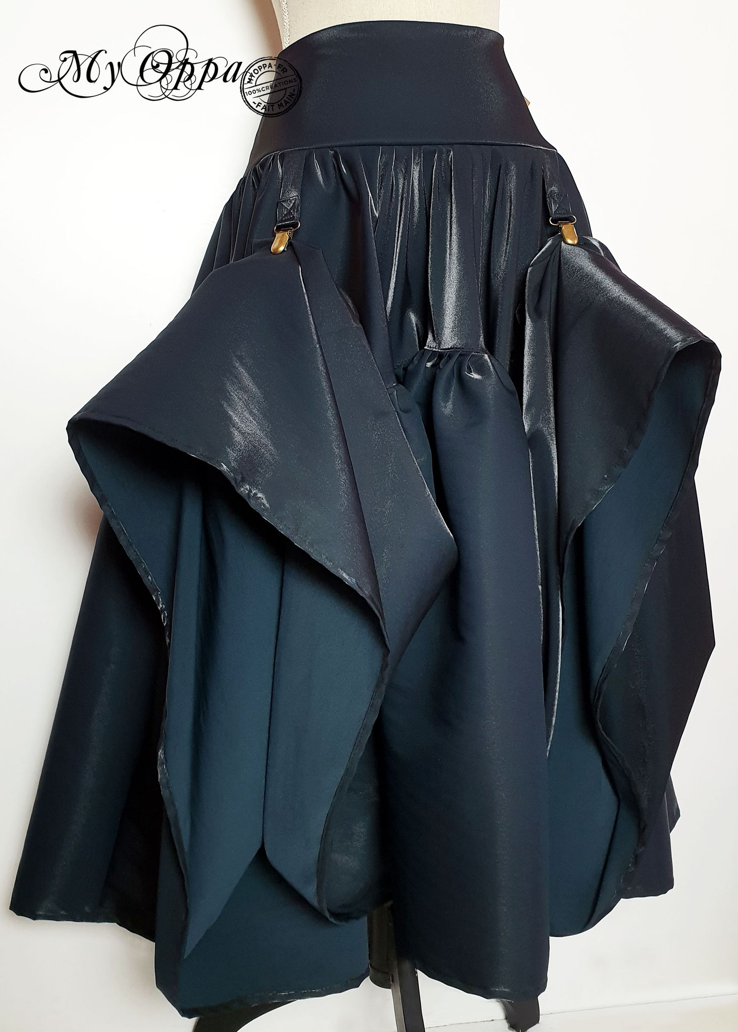 jupe bleue canard avec pinces steampunk my oppa creation skirt