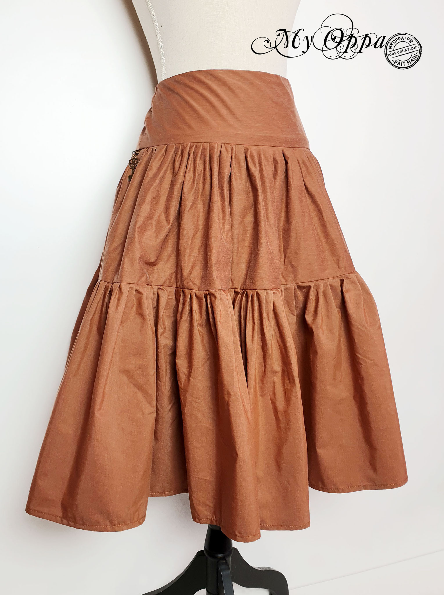 creation jupe steampunk brique orangé my oppa skirt clothes