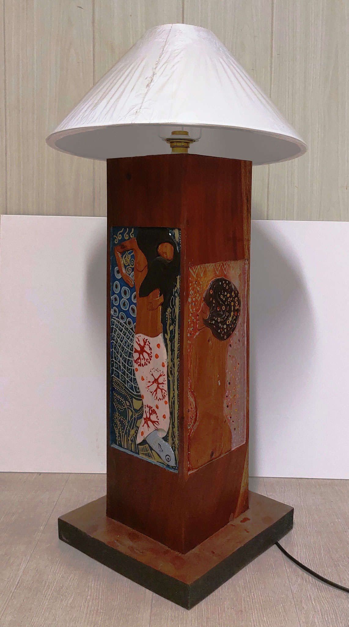 N°87 - PTIT LOUIS - Pied de lampe « Klimt » 2021 - H16 - Peinture sur bois