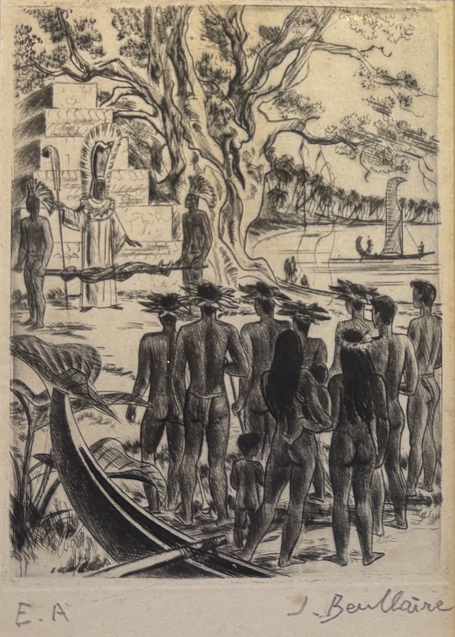 N°5131 Jacques BOULLAIRE (1893-1976) Matamua Gravure sur cuivre EA 23,5x18,5 1944