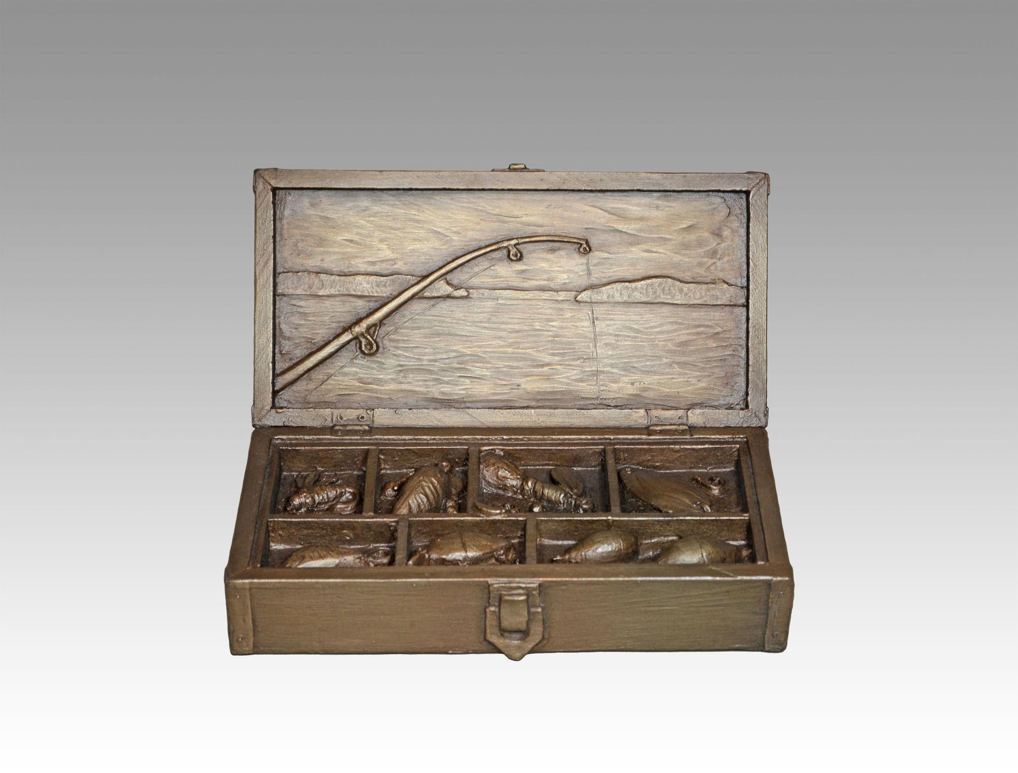 The Angler (Tackle Box)_10″ L x 6″ H_Metal Infused_Limited Ed.