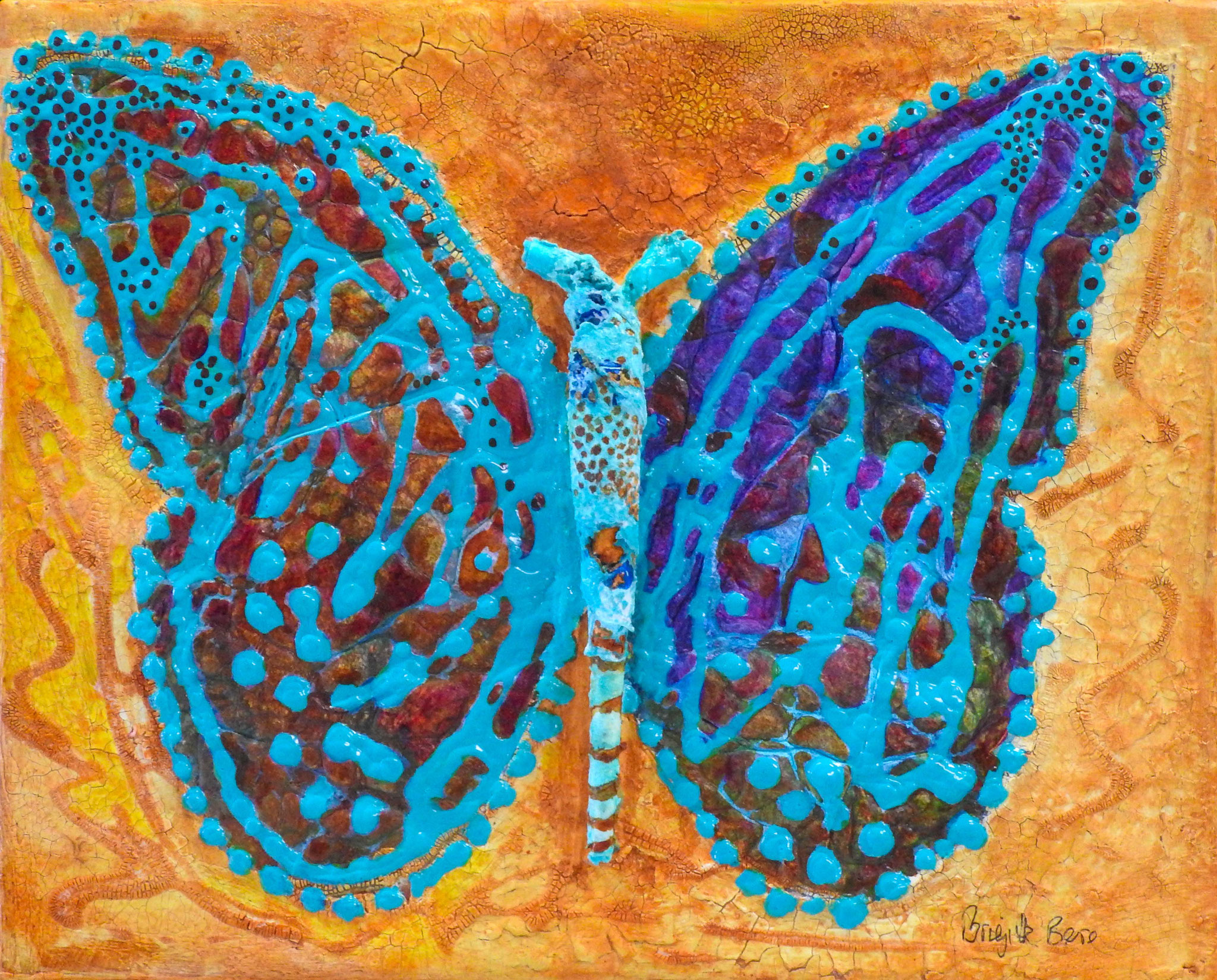 BUTTERFLIES ARE FREE 9.5 x 11.5 mixed media 