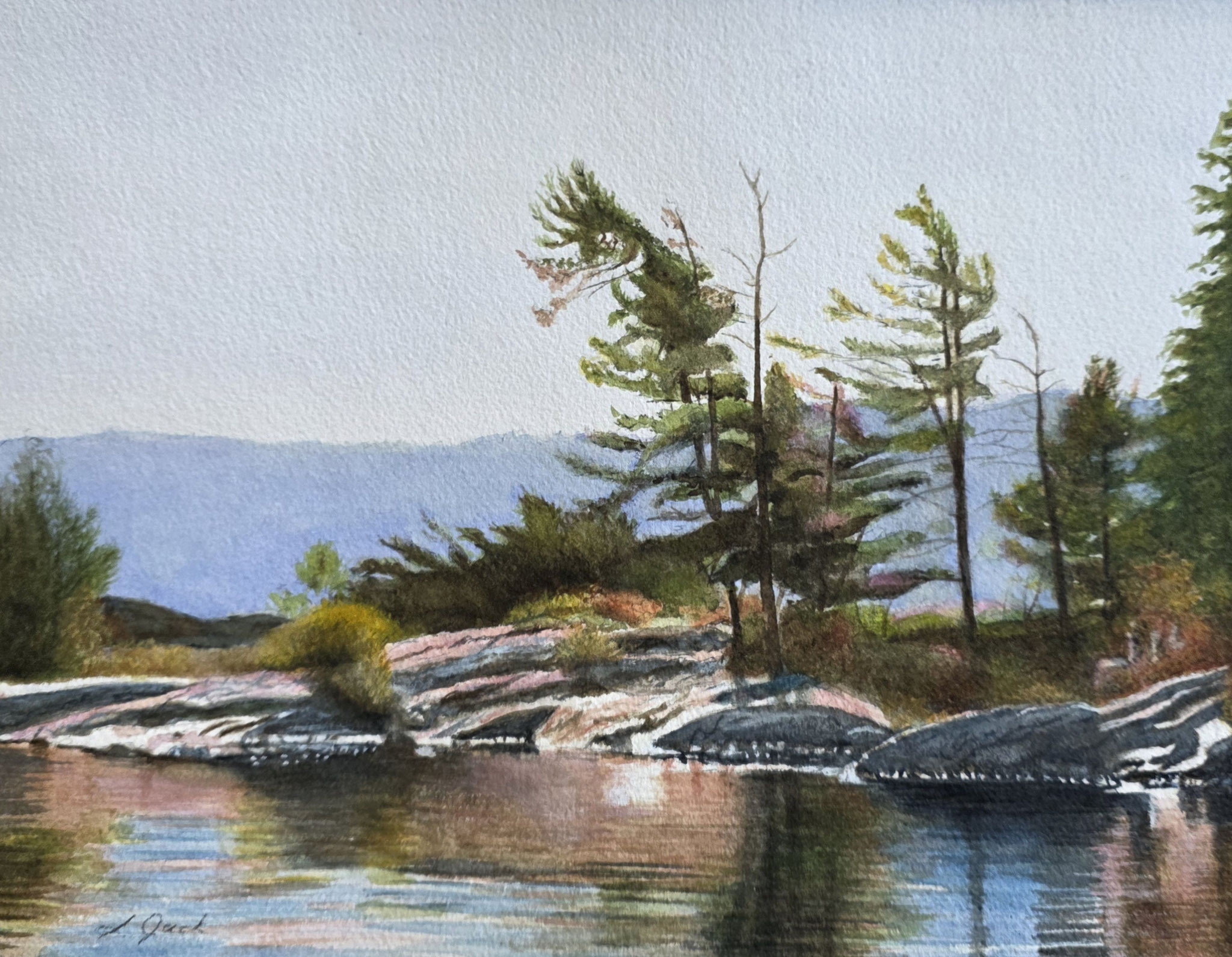 SHORELINE SOLITUDE 17 x 19.5 watercolour by Linda Jack