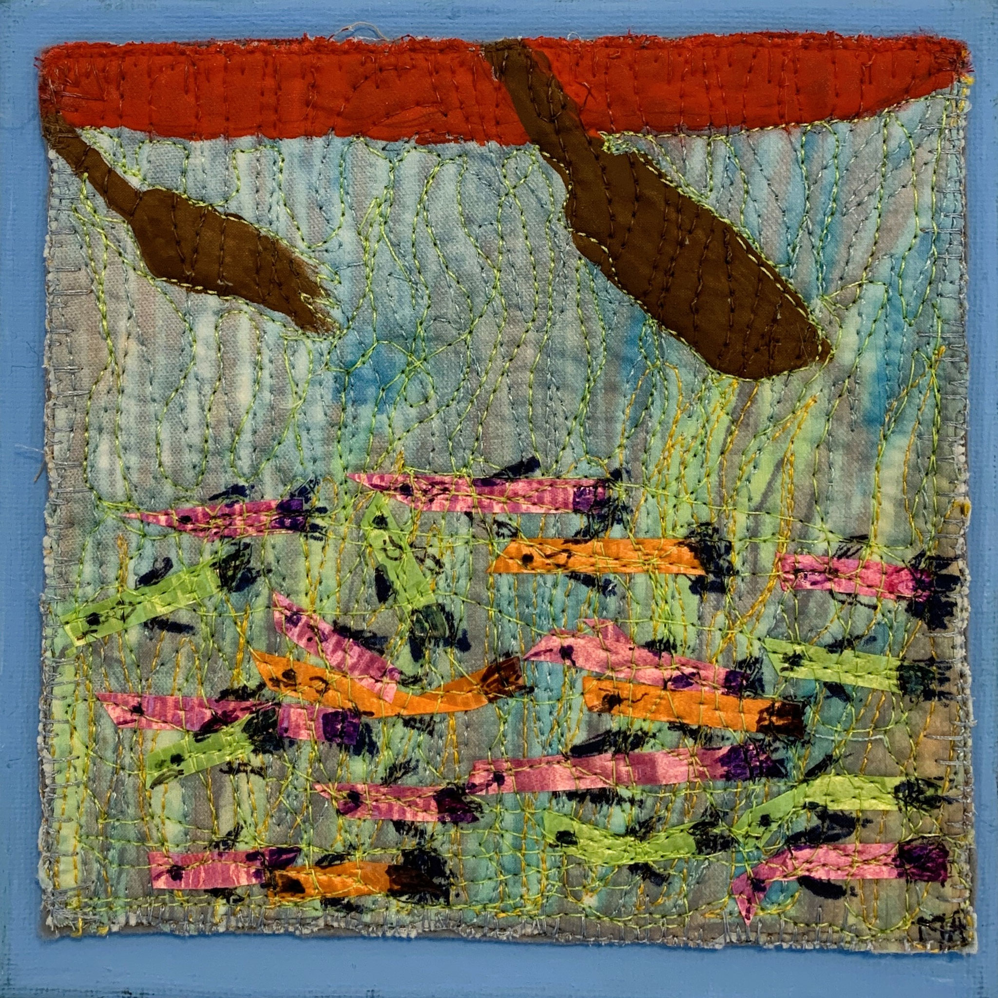 SCHOOL TRIP 6 x 6 Fibre mixed media 