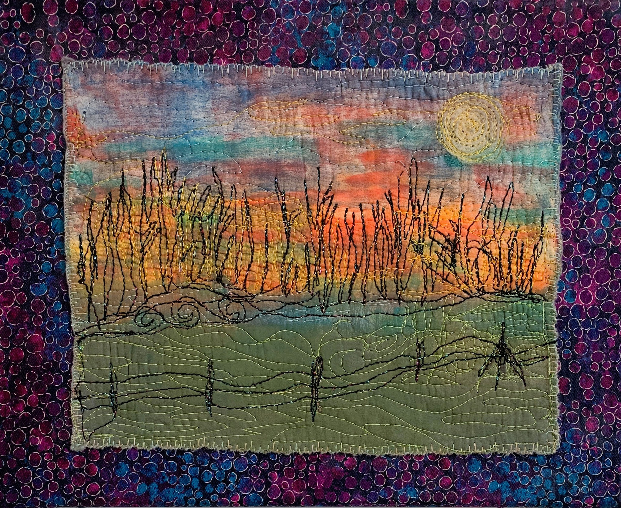 SUNSET ON THE NORTH BACK LINE 11 x 14 Fibre mixed media 