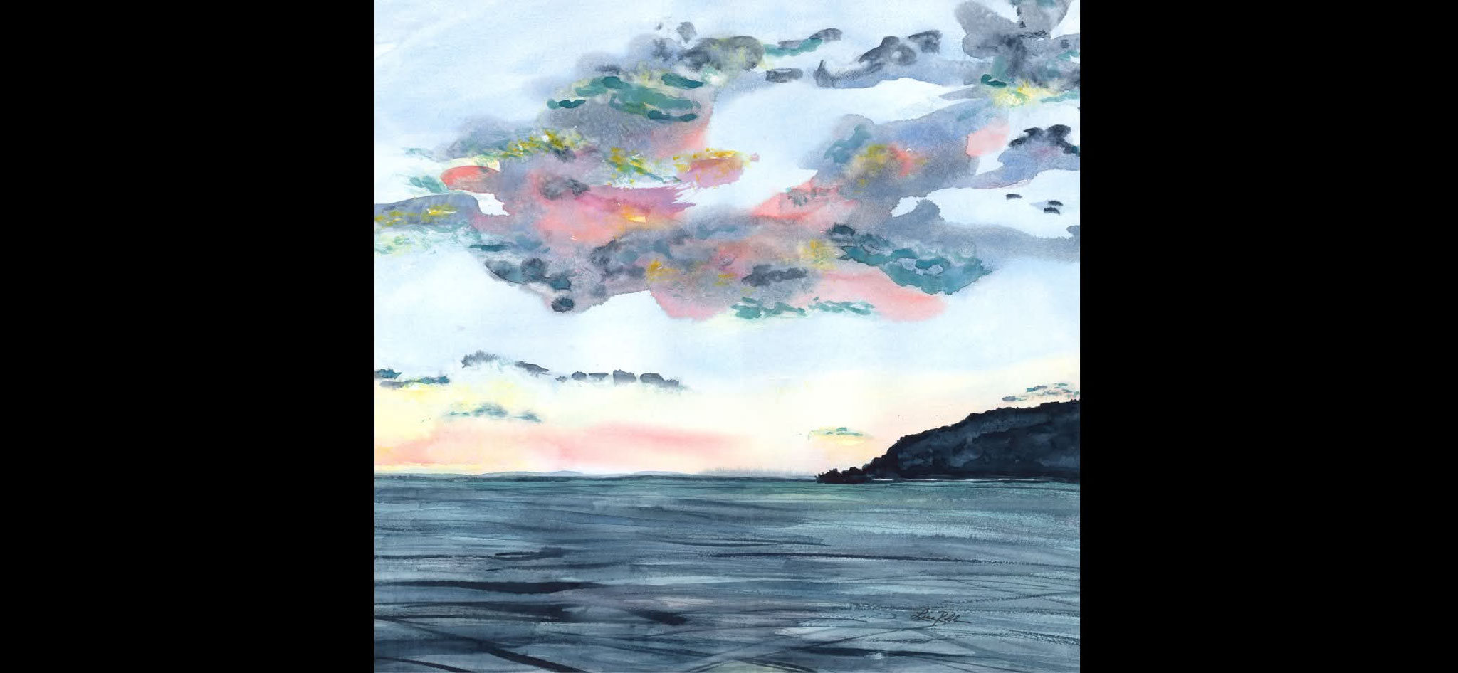 COLOURS OF THE NORTH EAST LOOKOUT 21 x 21 watercolour by Lisa Robbins