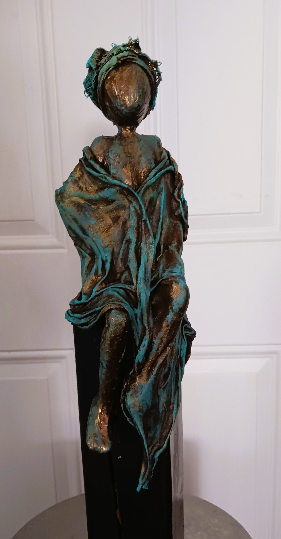 SITTING FIGURE #1 21 x 5 paverpol sculpture 