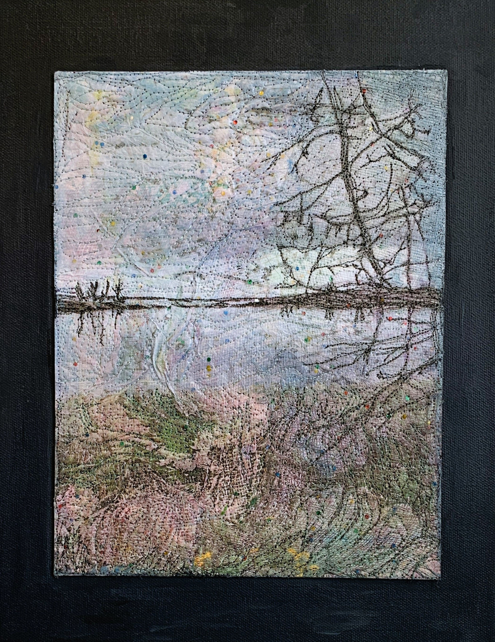 A GRAY DAY ON JULIA BAY 14 x 11 Fibre mixed media 