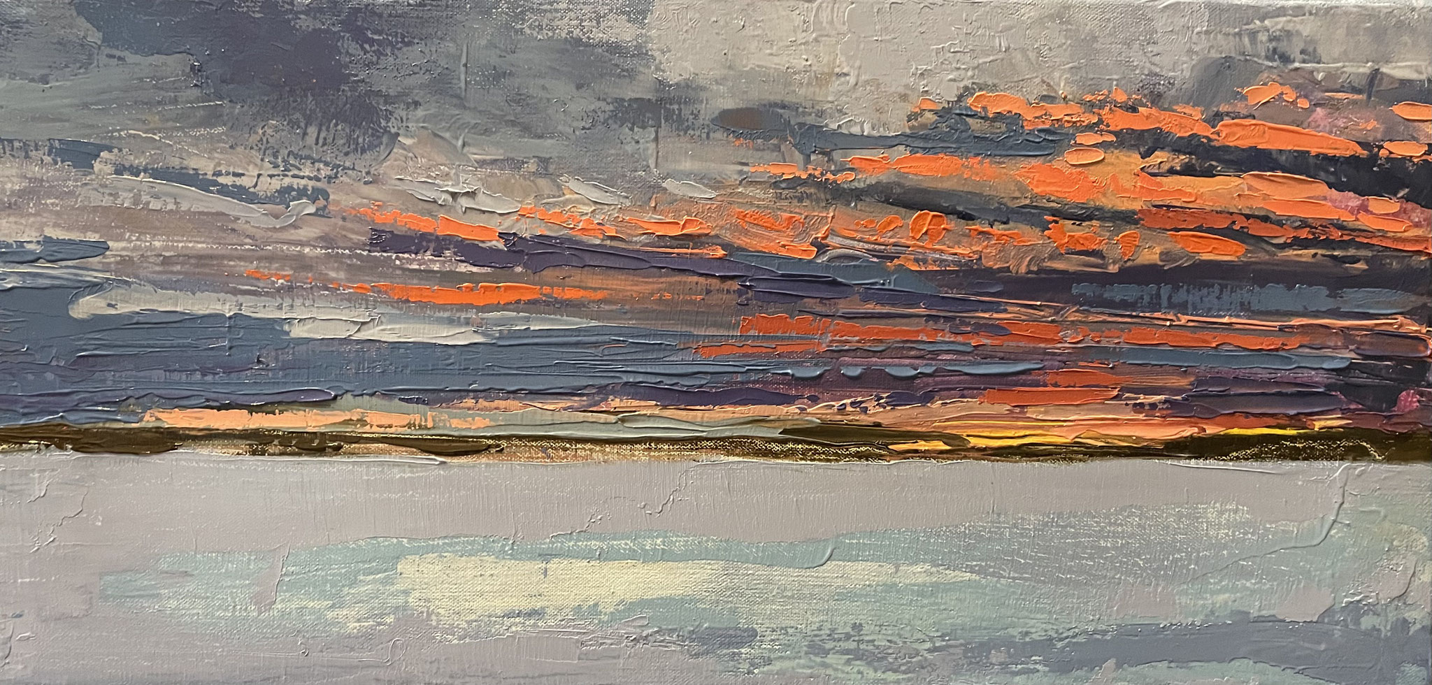 THREE FEET THICK 10 x 20 oil framed 