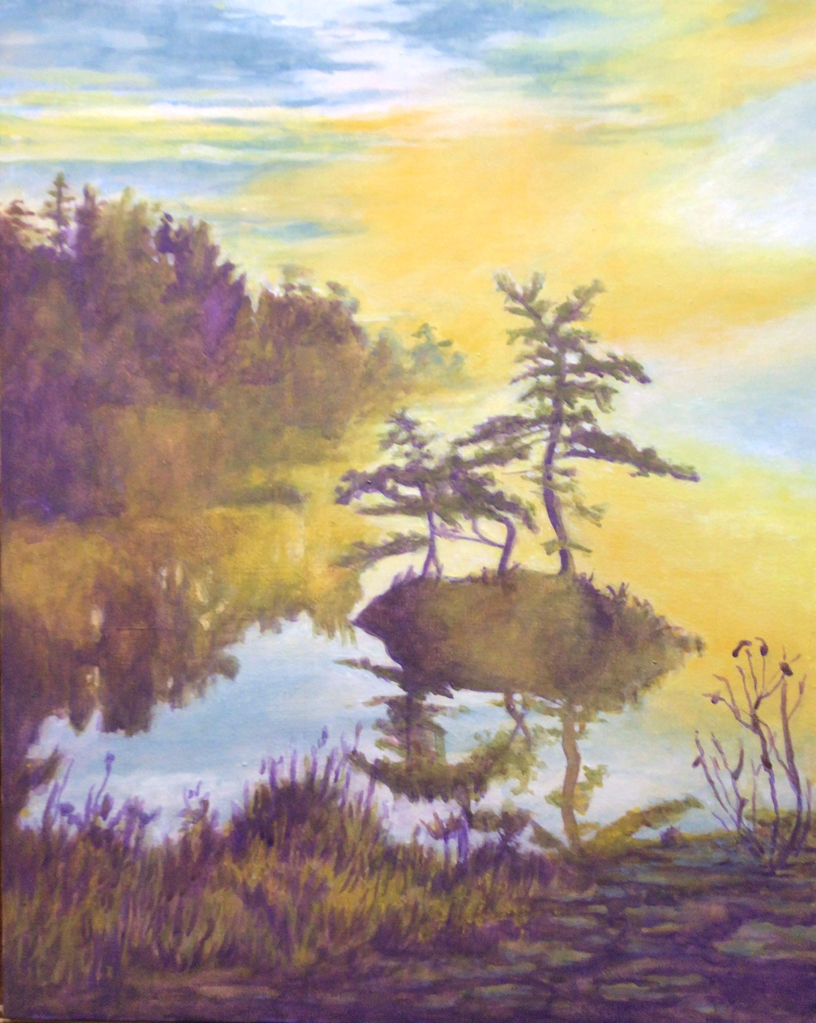 INTO THE GOLDEN DAWN 16 x 20 oil pastel 
