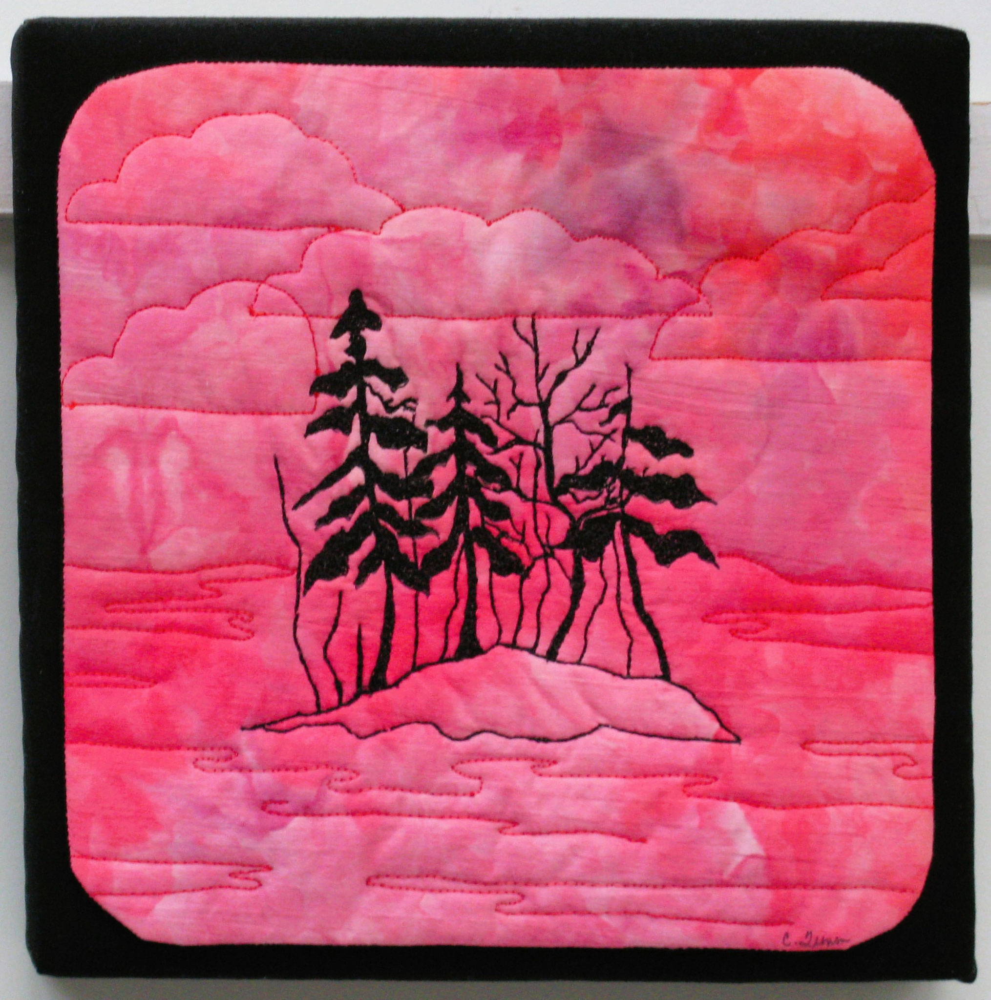 ISLAND PINES 9 x 9 fibre mixed media 