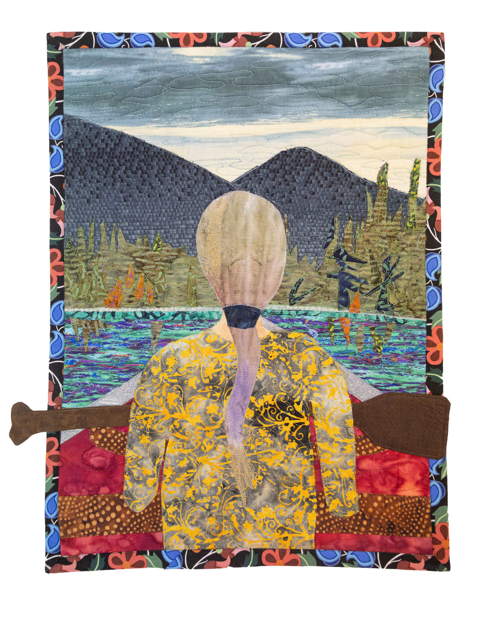 BLENDING IN WITH NATURE 22.25 X 16.50 Fibre mixed media by Mary Anderson
