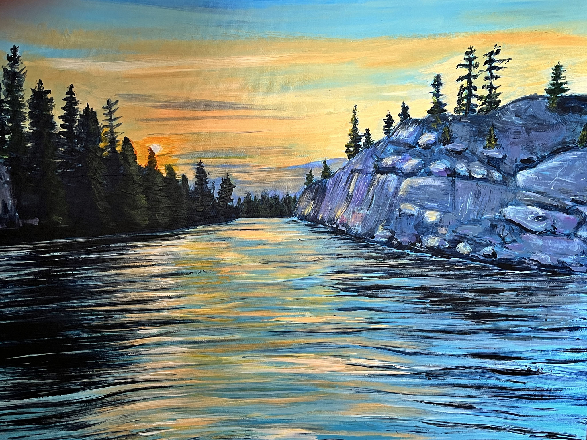 NORTHERN DAWN 18 x 24 acrylic by Leslie McDermid