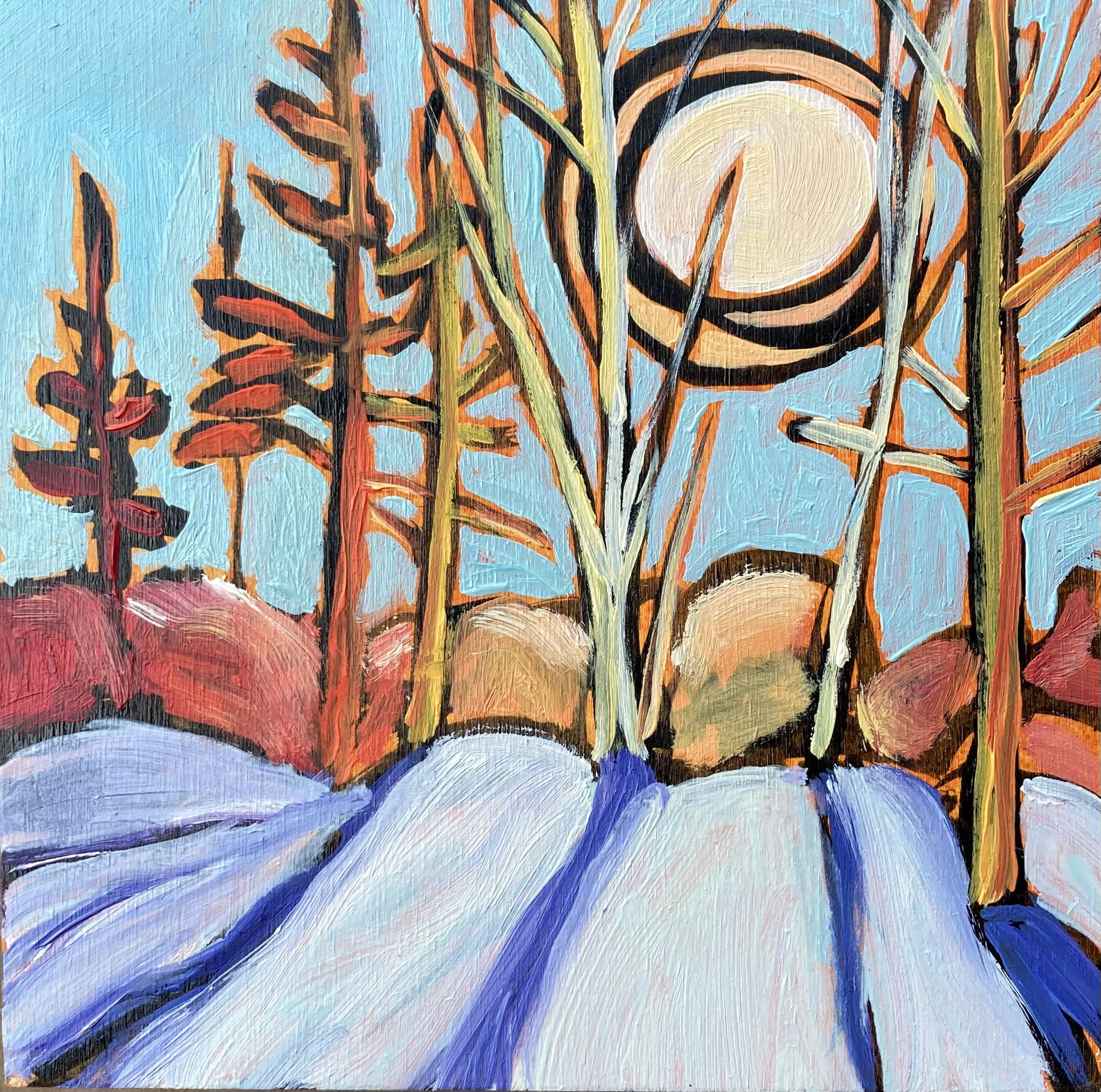 WALK IN THE WOODS series #1  6 x 6 oil