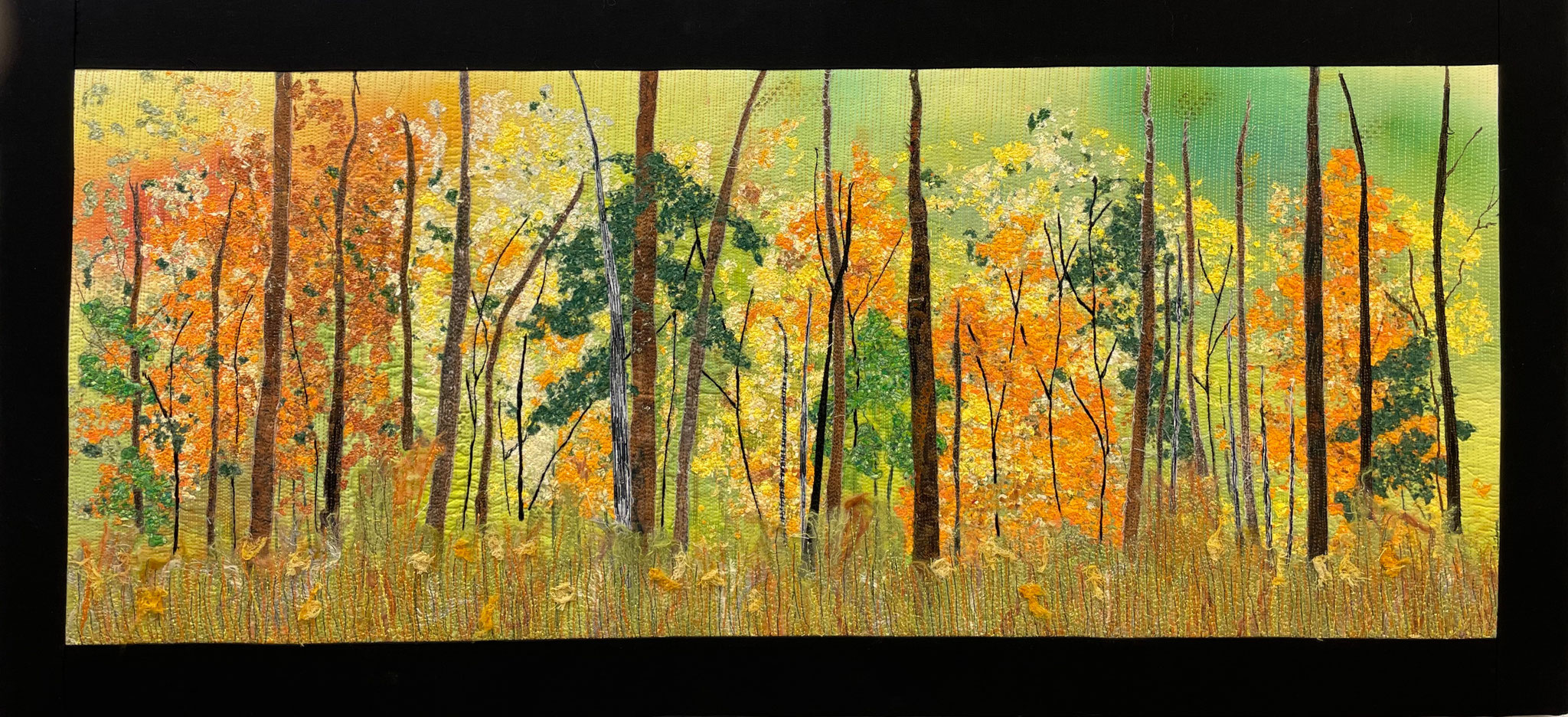 GOLDEN GLOW 23 x 47 Fibre mixed media by Catherine Timm 