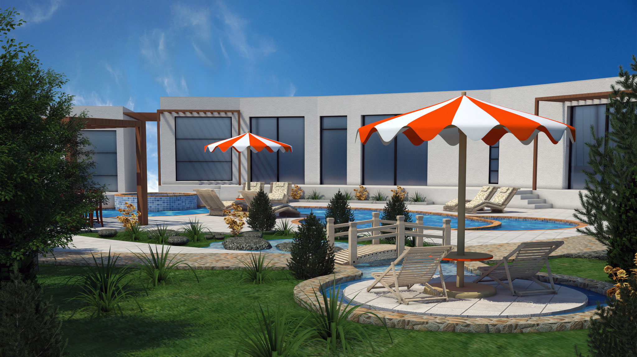 Private Garden swimming pool with suites and fitness rooms - Amman 2016