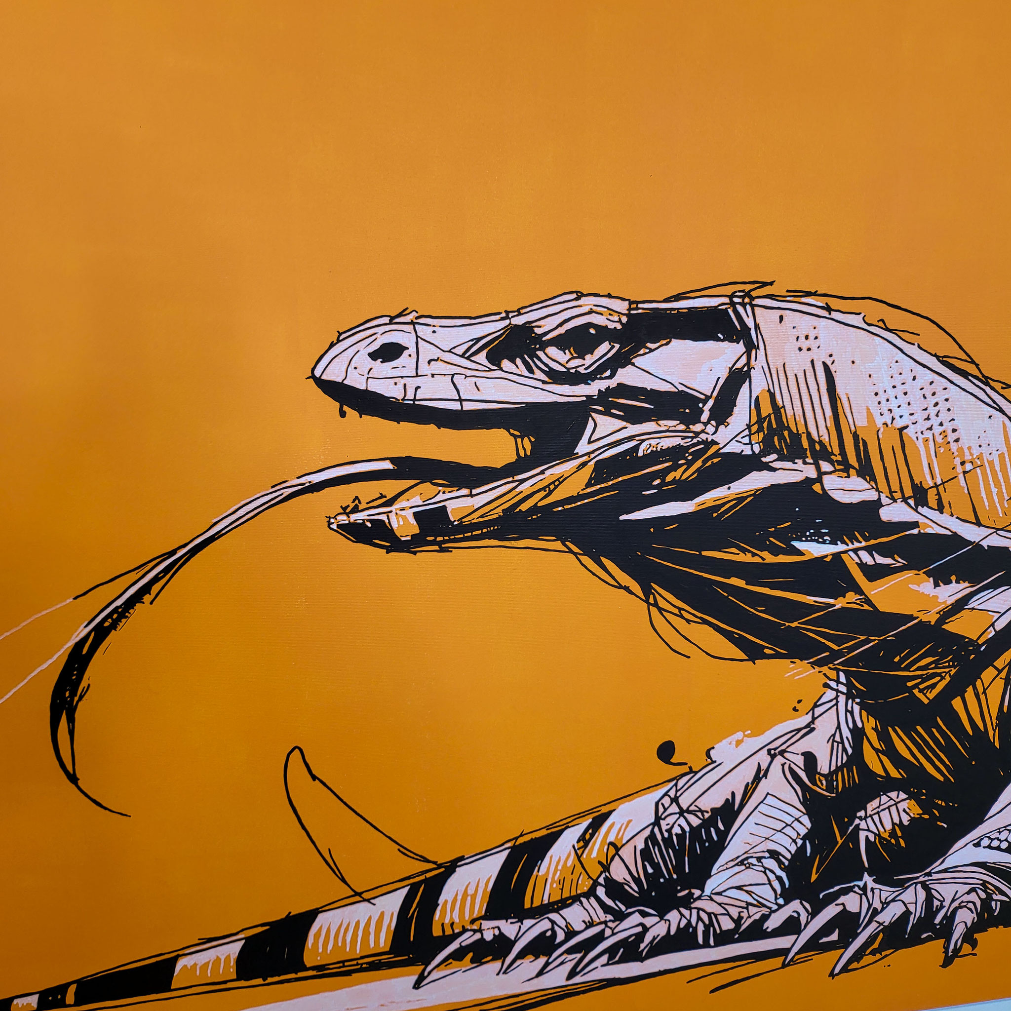 Nahaufnahme, LAST DRAGON, Künstler Martin Lingens, WILD SKETCHES Serie, Komodowaran