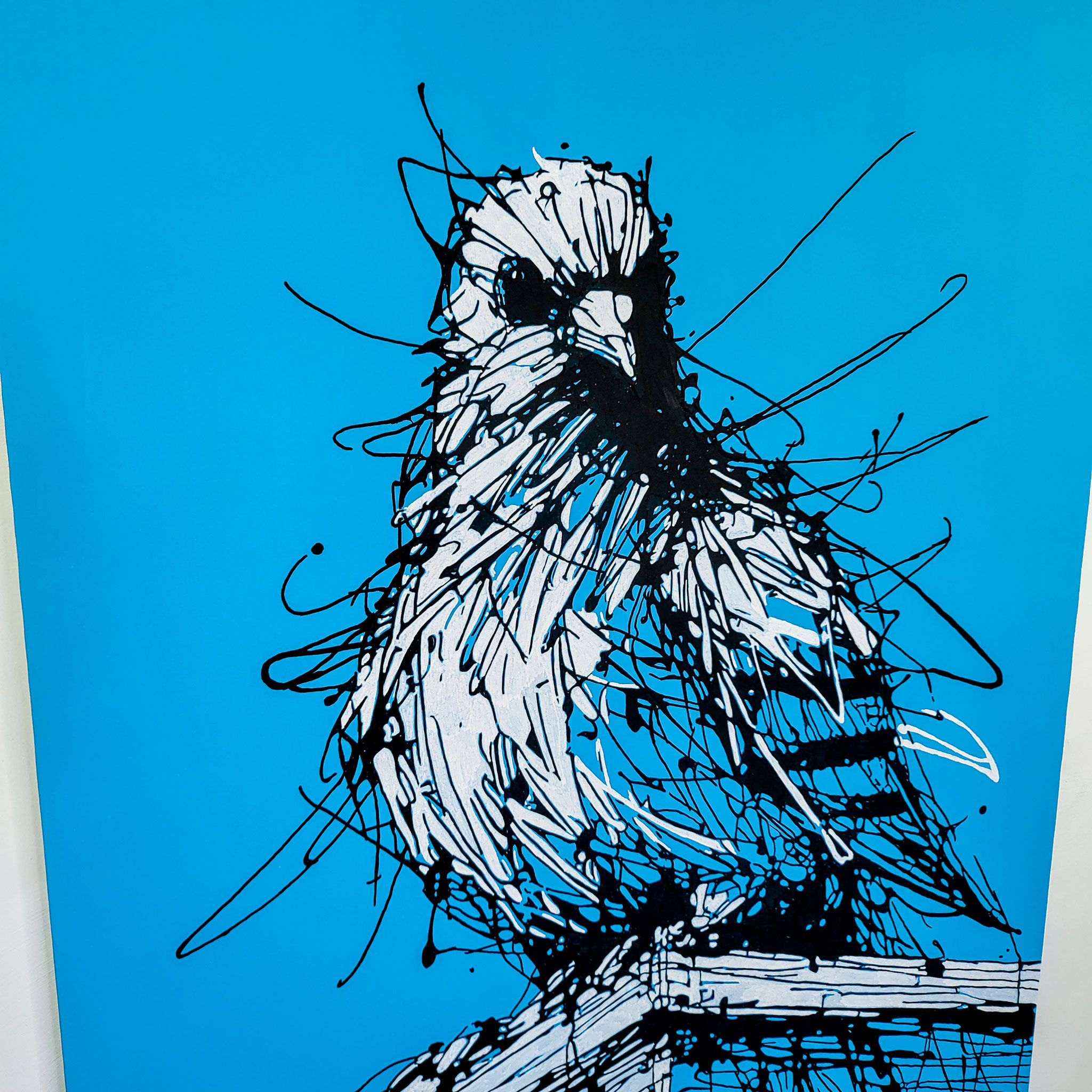 Nahaufnahme "NOT THE HERO YOU WANTED", Künstler Martin Lingens, WILD SKETCHES Serie, Taube