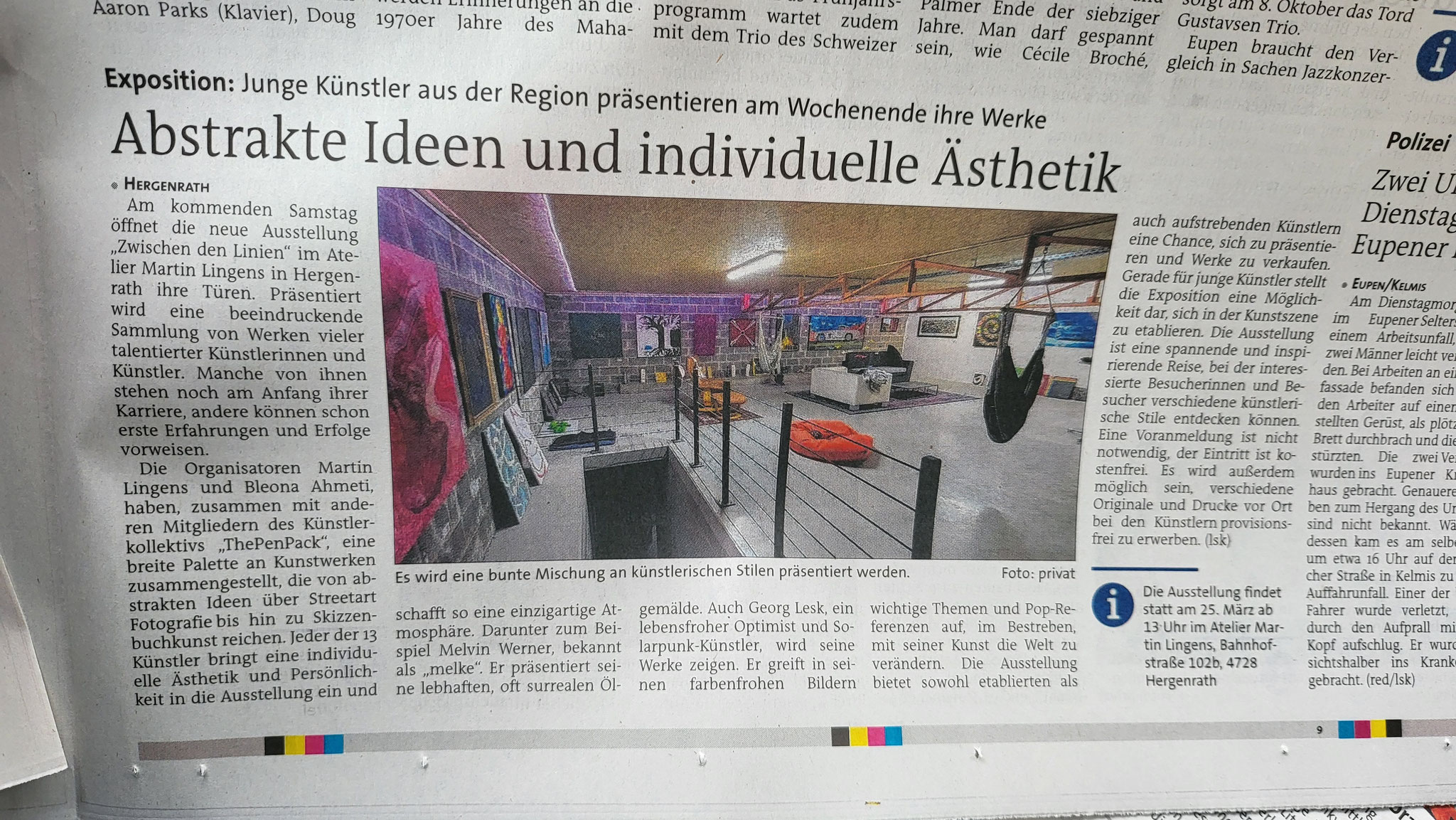 Ausstellung "Zwischen den Linien", Zeitungsartikel GrenzEcho