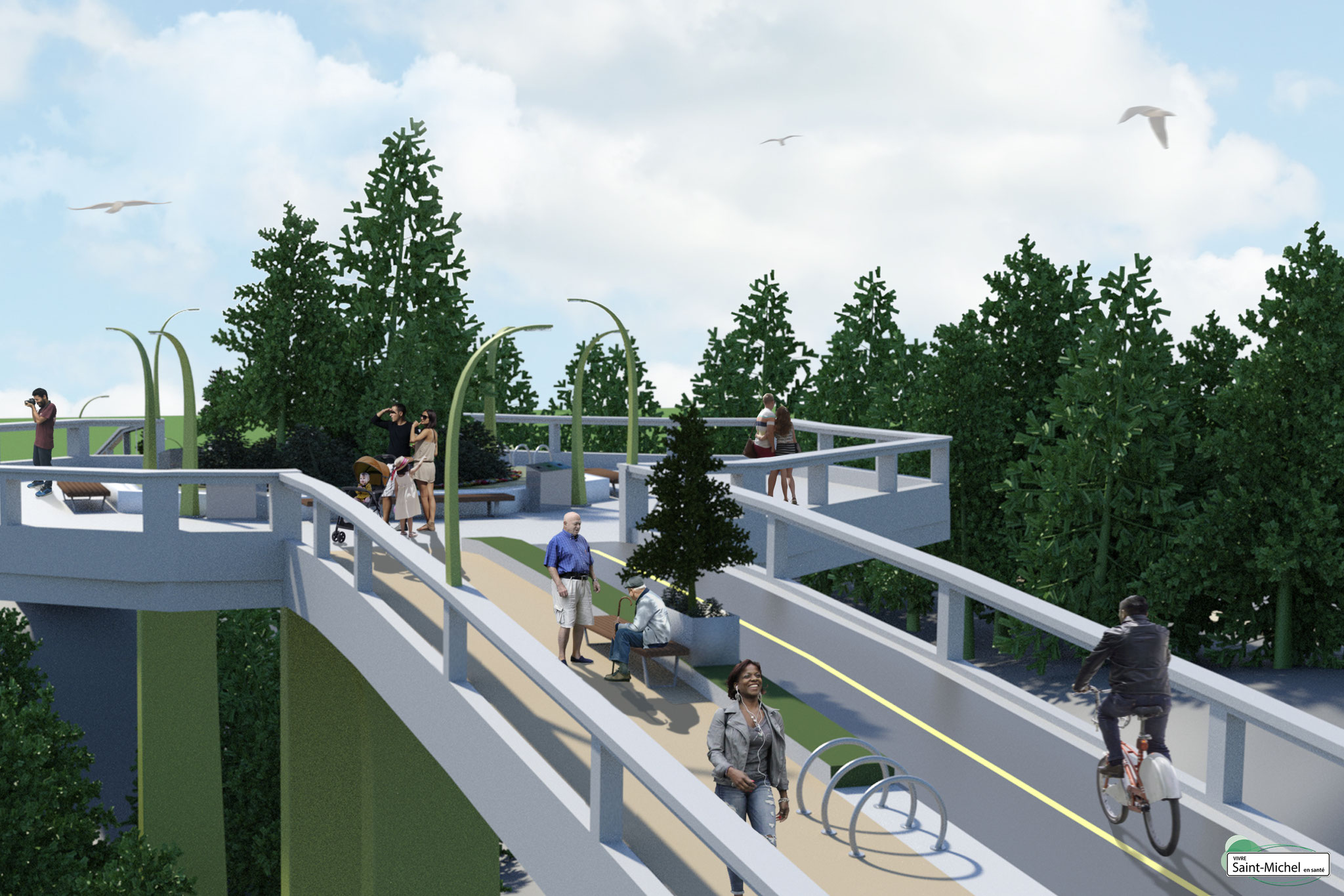 Passerelle reliant le boulevard Robert d'est en ouest