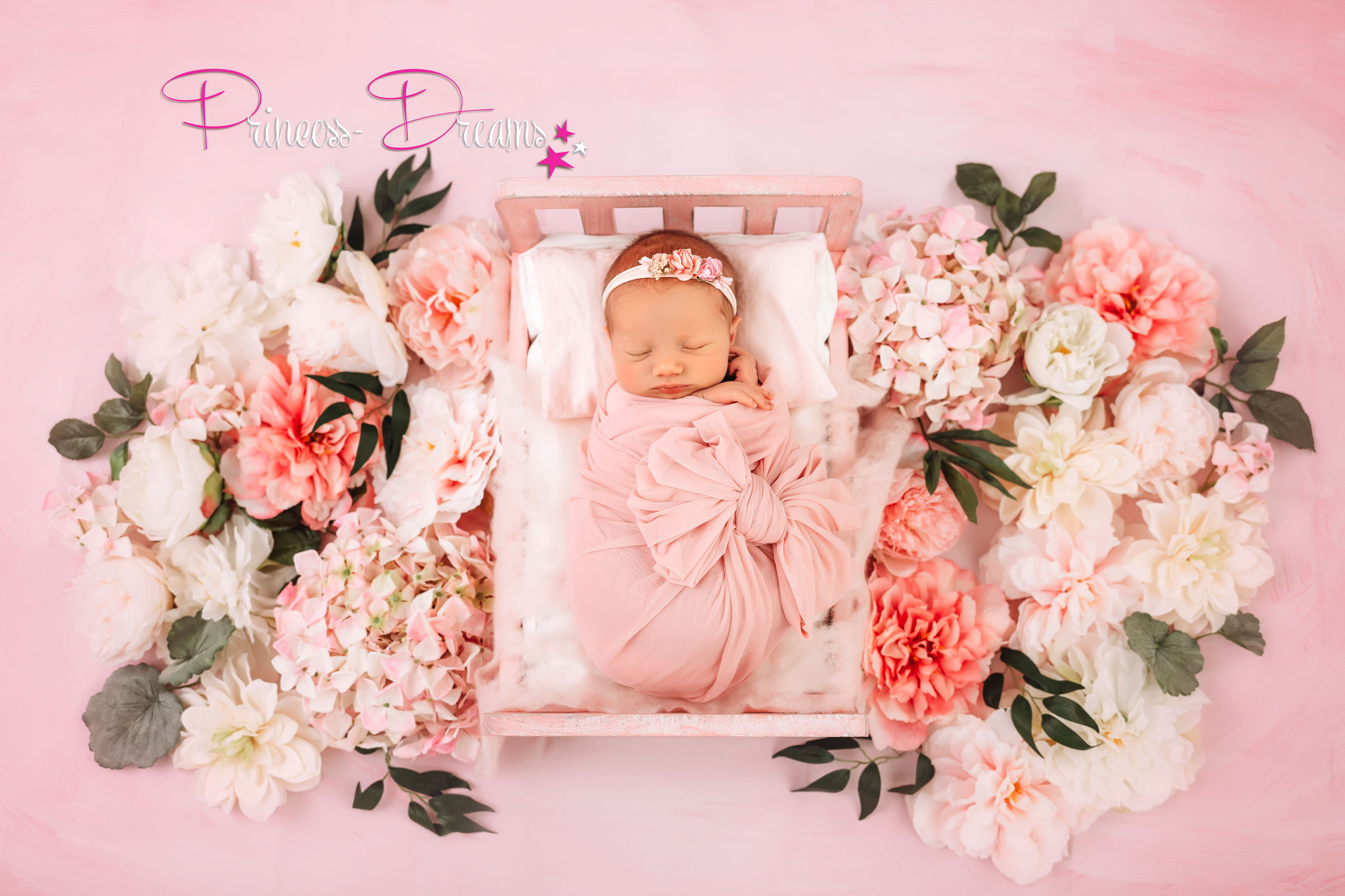Baby Stirnband Haarreif Haarkranz Taufe Neugeborenen Fotoshooting Rosen NEU