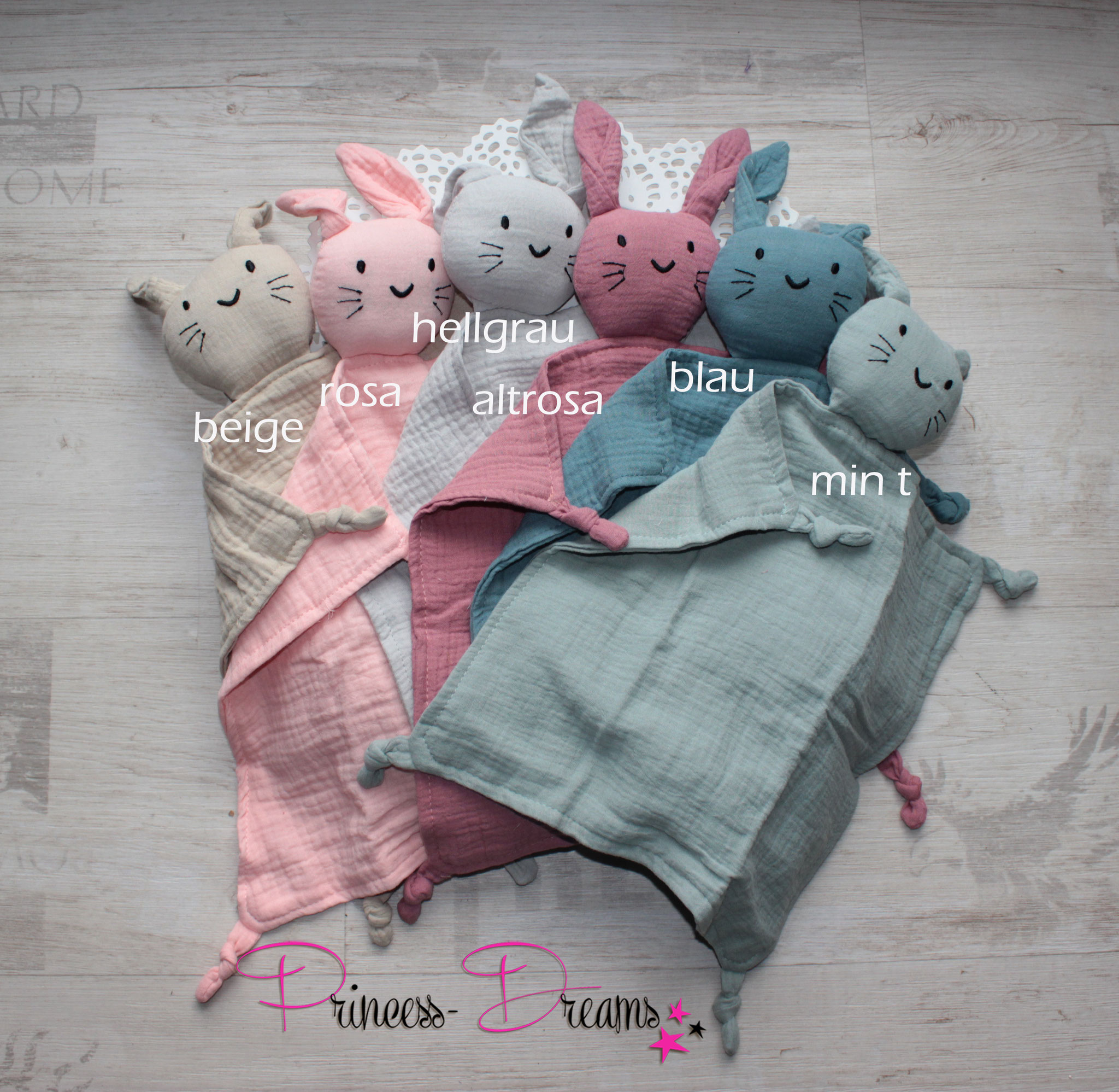 Personalisierter Schnuffelhase für Baby, Schmusetuch Hase als Geschenk zur Geburt