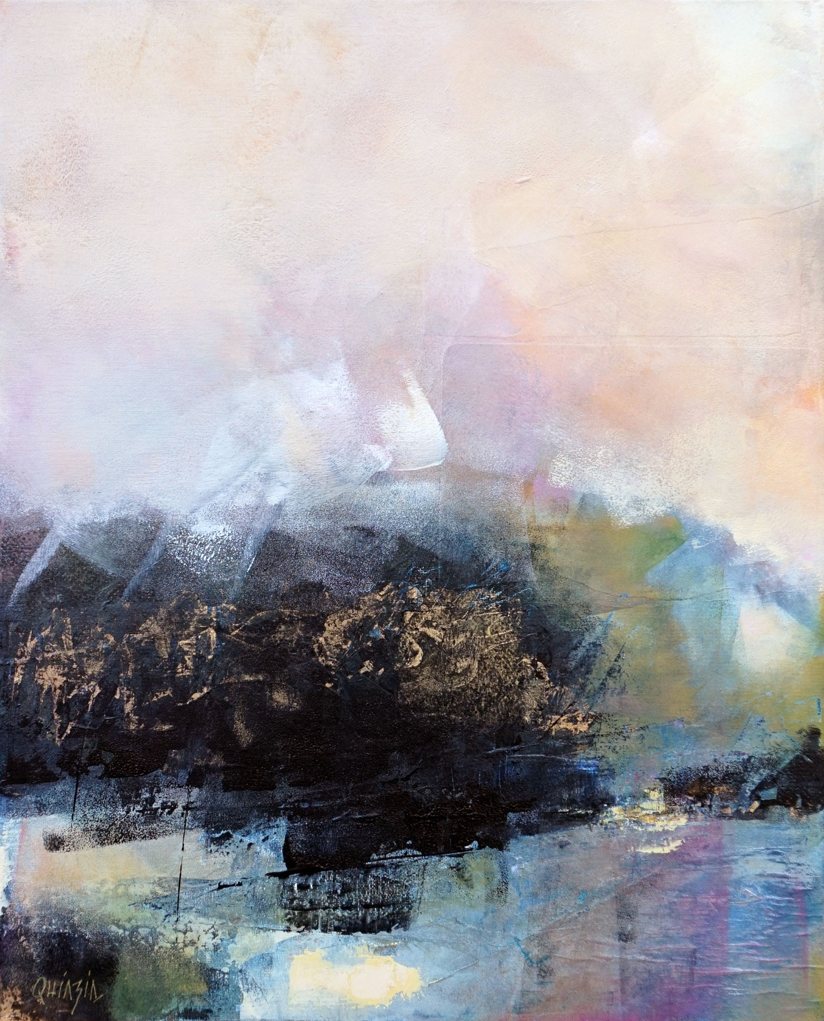 "La promesse de l'aube" technique mixte sur toile 50 x 61 DISPONIBLE