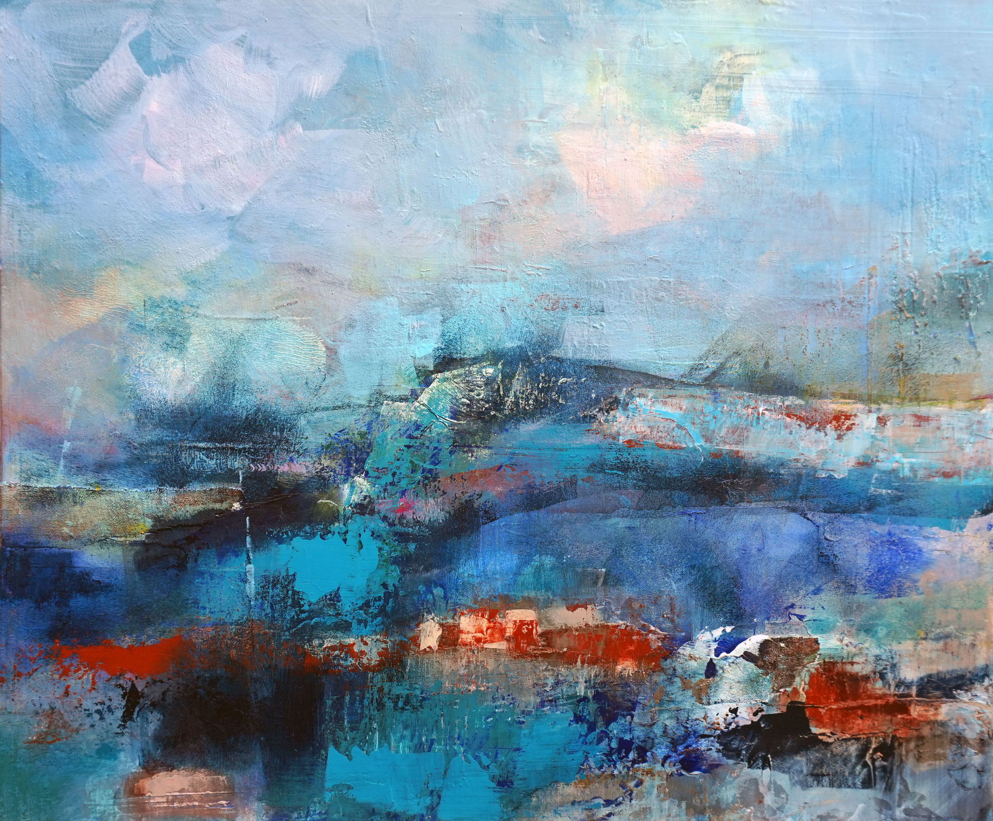 "La côte" acrylique, huile et enduit sur toile 46 x 55 disponible.