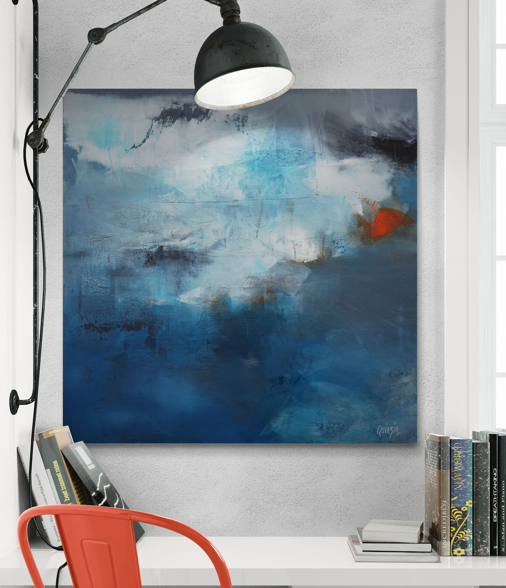 Éclaircie 2, acrylique, collage et enduit sur toile 100*100