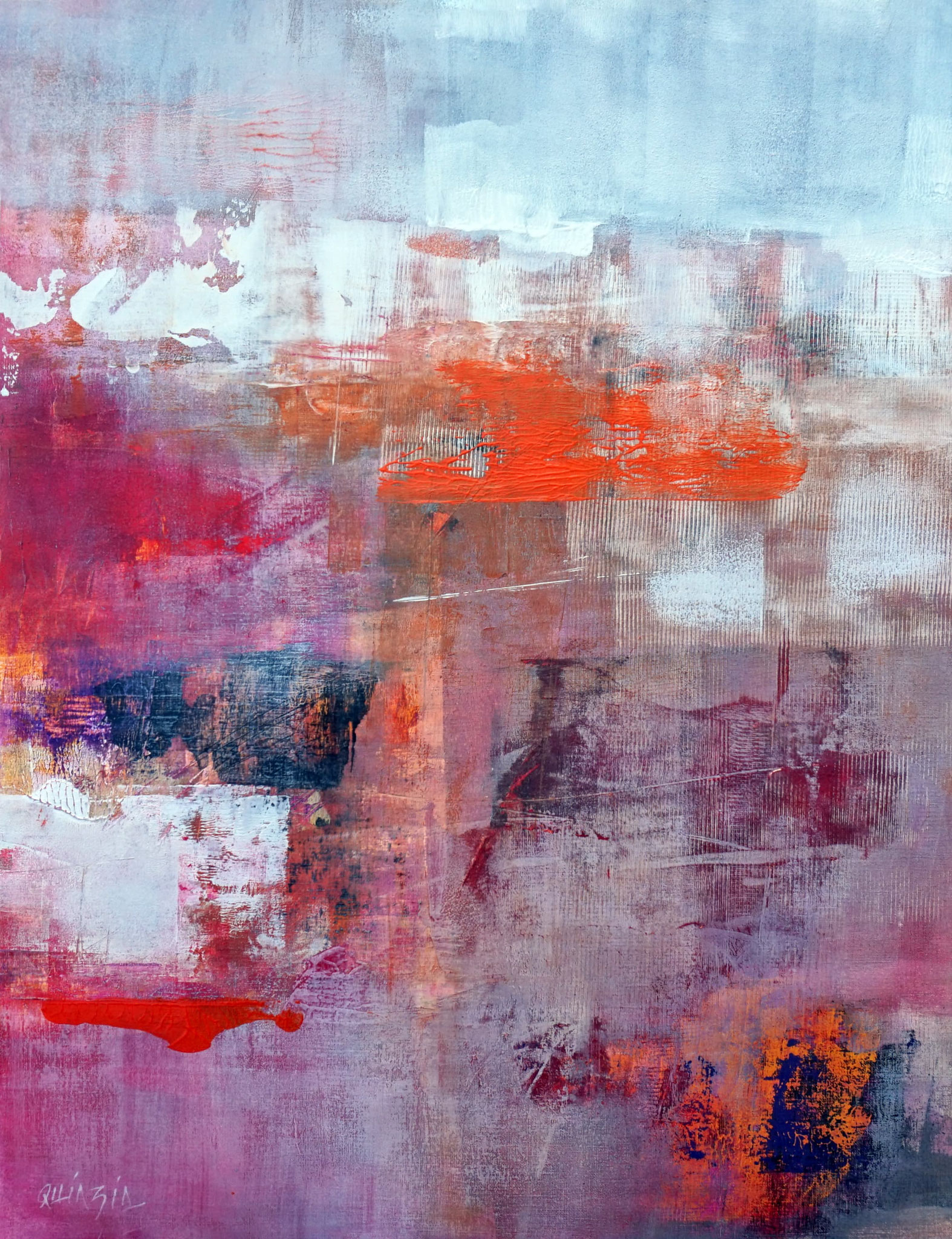 "A pas de velours" technique mixte sur papier 50 x 65 disponible
