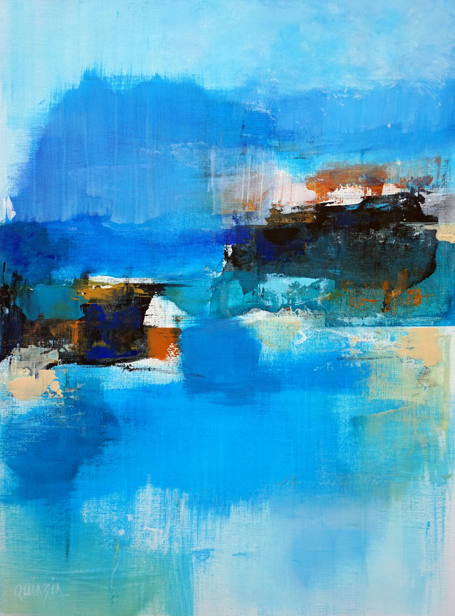 "Marée basse" peinture acrylique et pastels à l'huile sur papier 50 x 65. Disponible