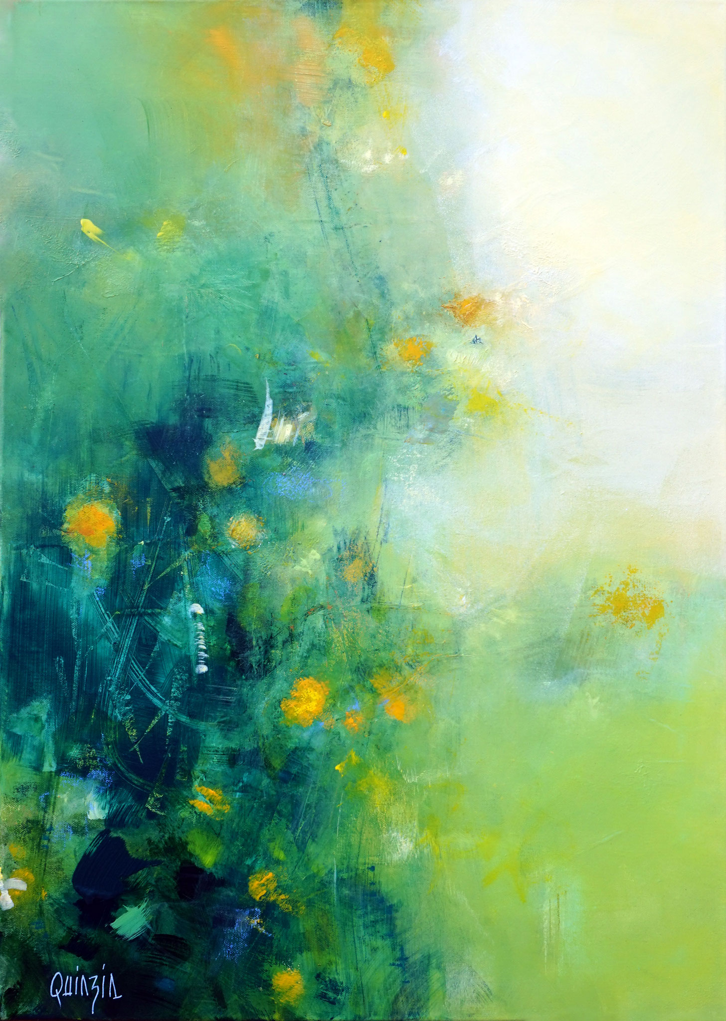 "Au bord du ruisseau" acrylique sur papier marouflé sur toile 50 x 70 x 1 cm Disponible
