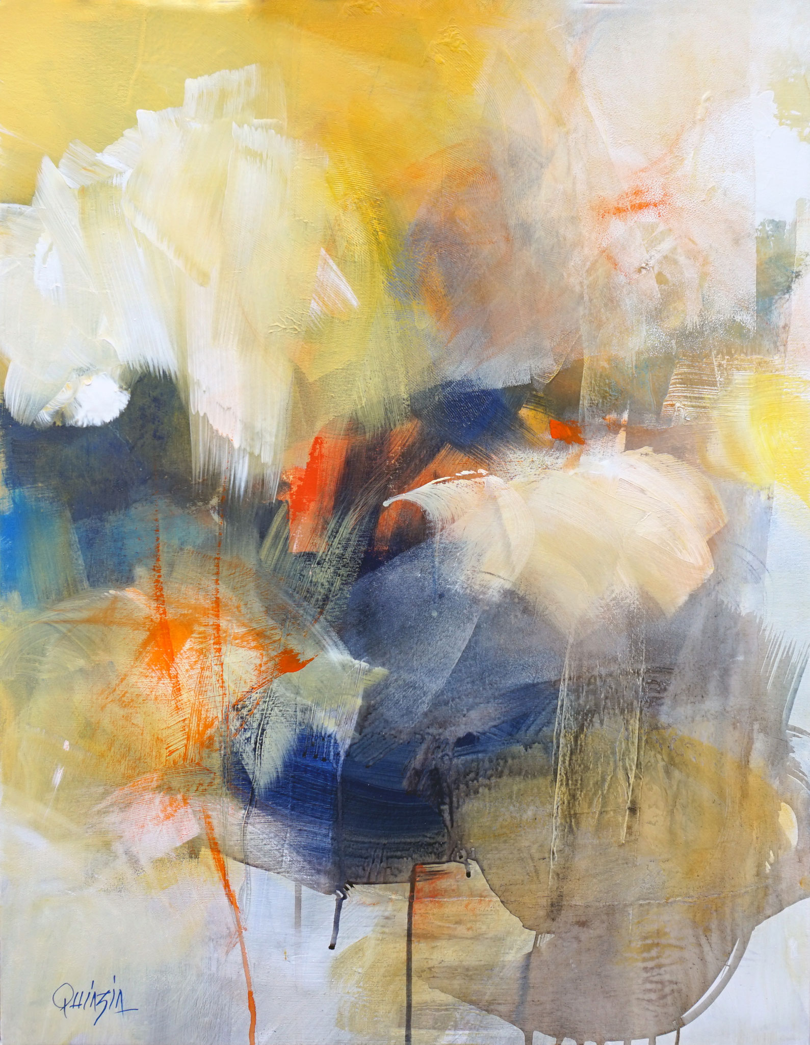 "Pure abstract - Only colors" collage, acrylique sur toile 80 x 60 Vendue