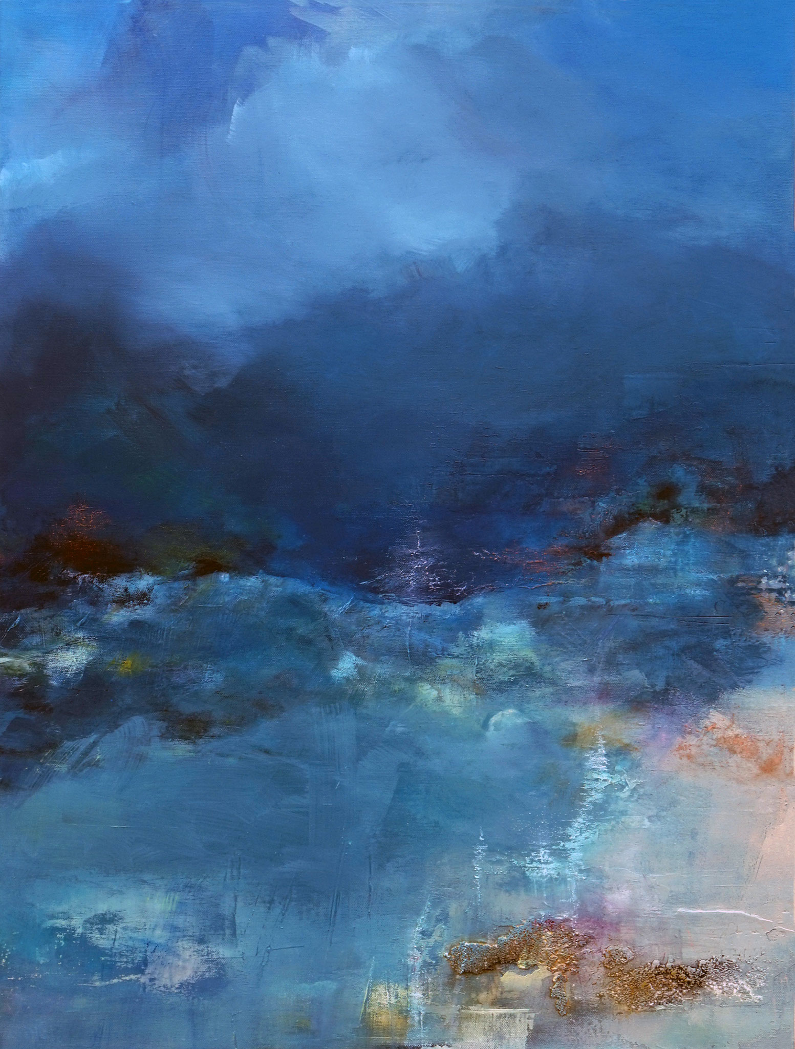 "Living blue" 2 technique mixte sur toile 65 x 92 disponible